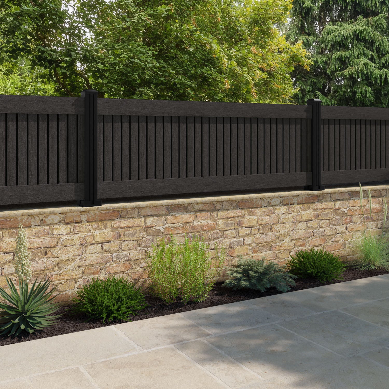 Virtis Fence Panel - Dark Oak - with our composite posts