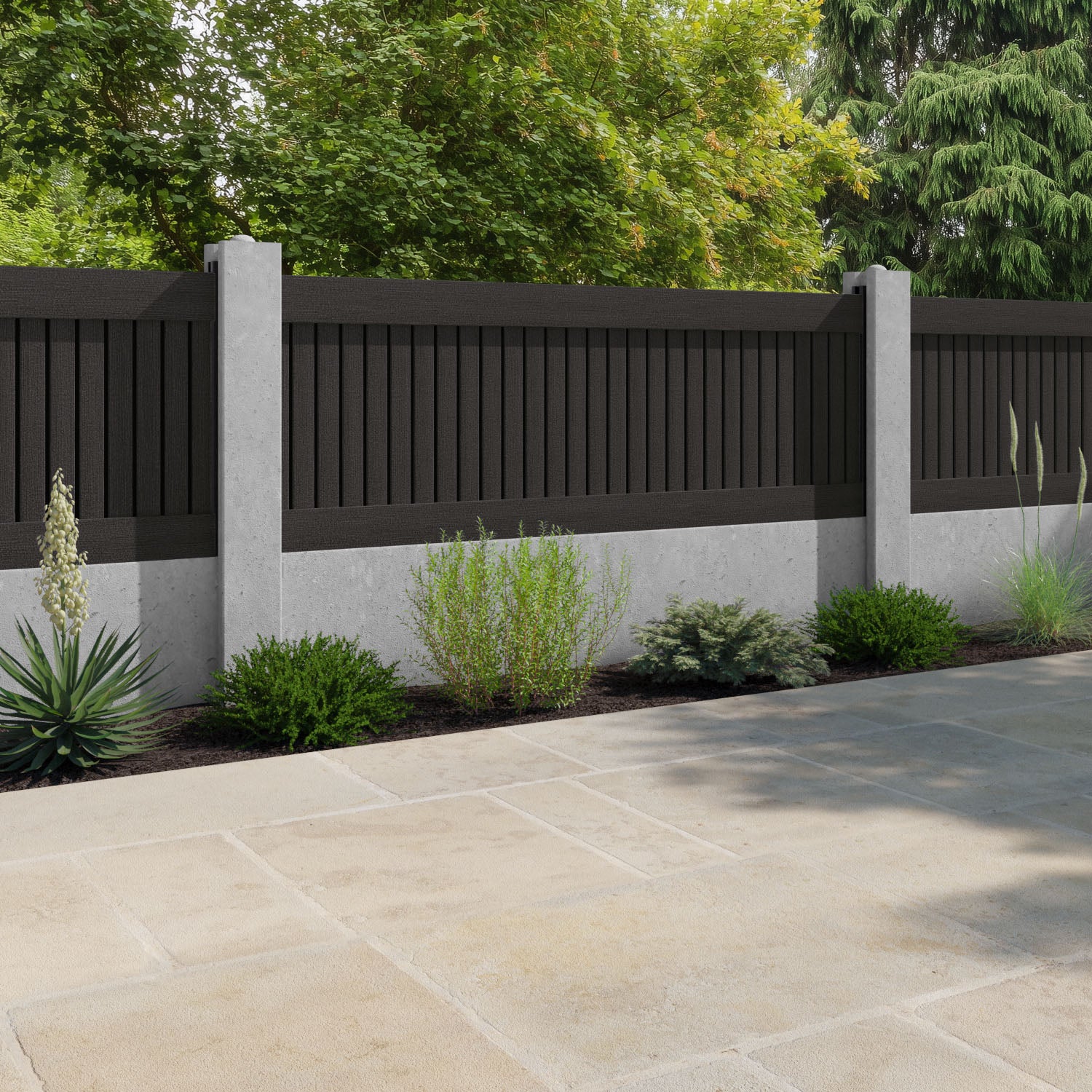 Virtis Fence Panel - Dark Oak - for existing concrete posts