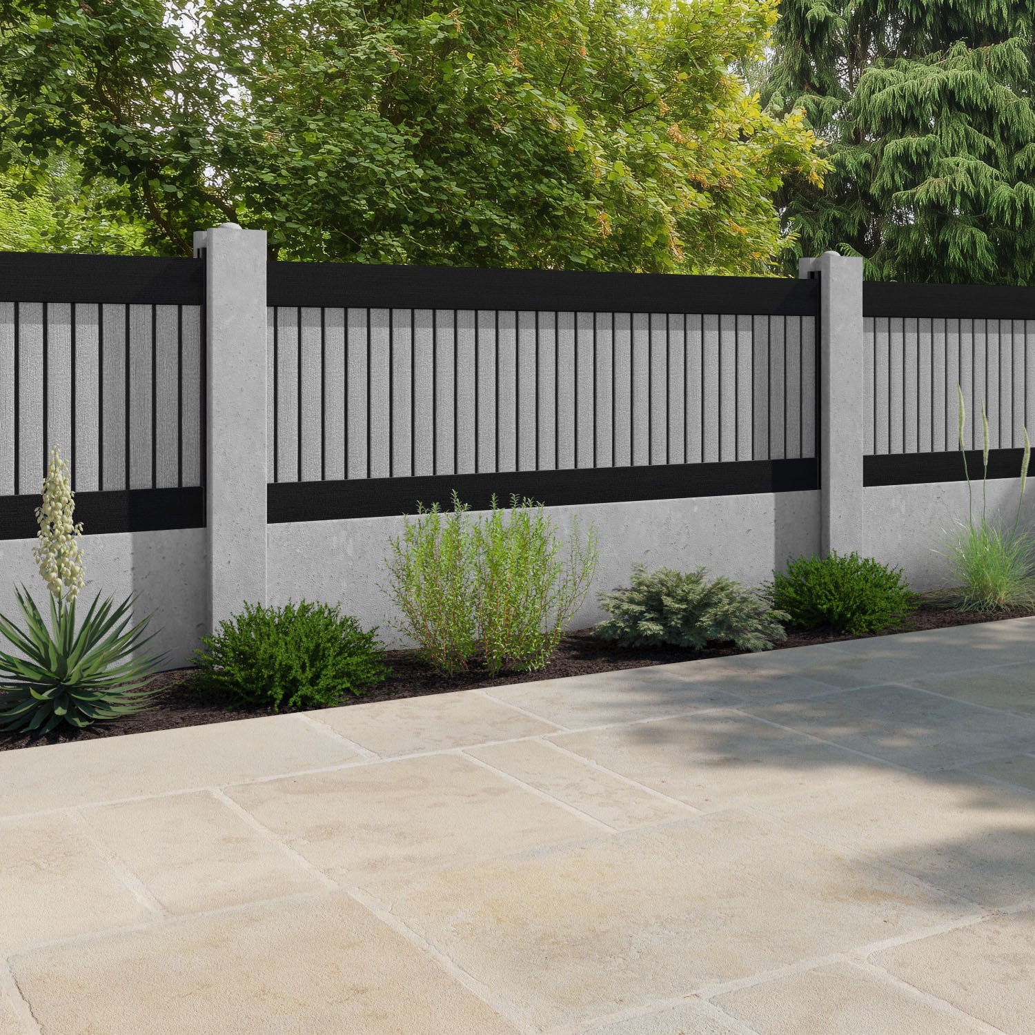 Virtis Fence Panel - Light Grey - for existing concrete posts