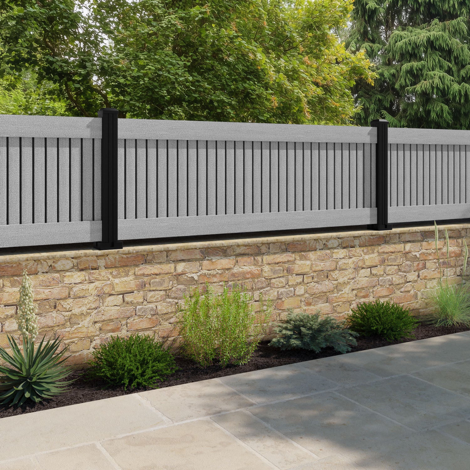 Virtis Fence Panel - Light Grey - with our composite posts