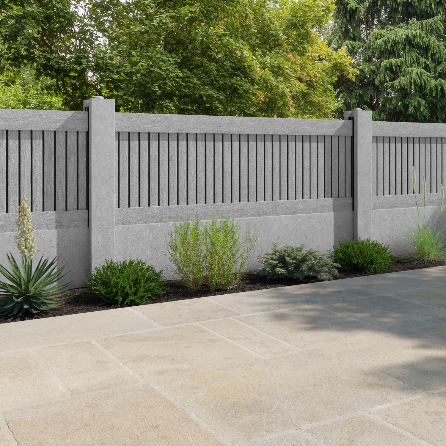 Virtis Fence Panel - Light Grey - for existing concrete posts