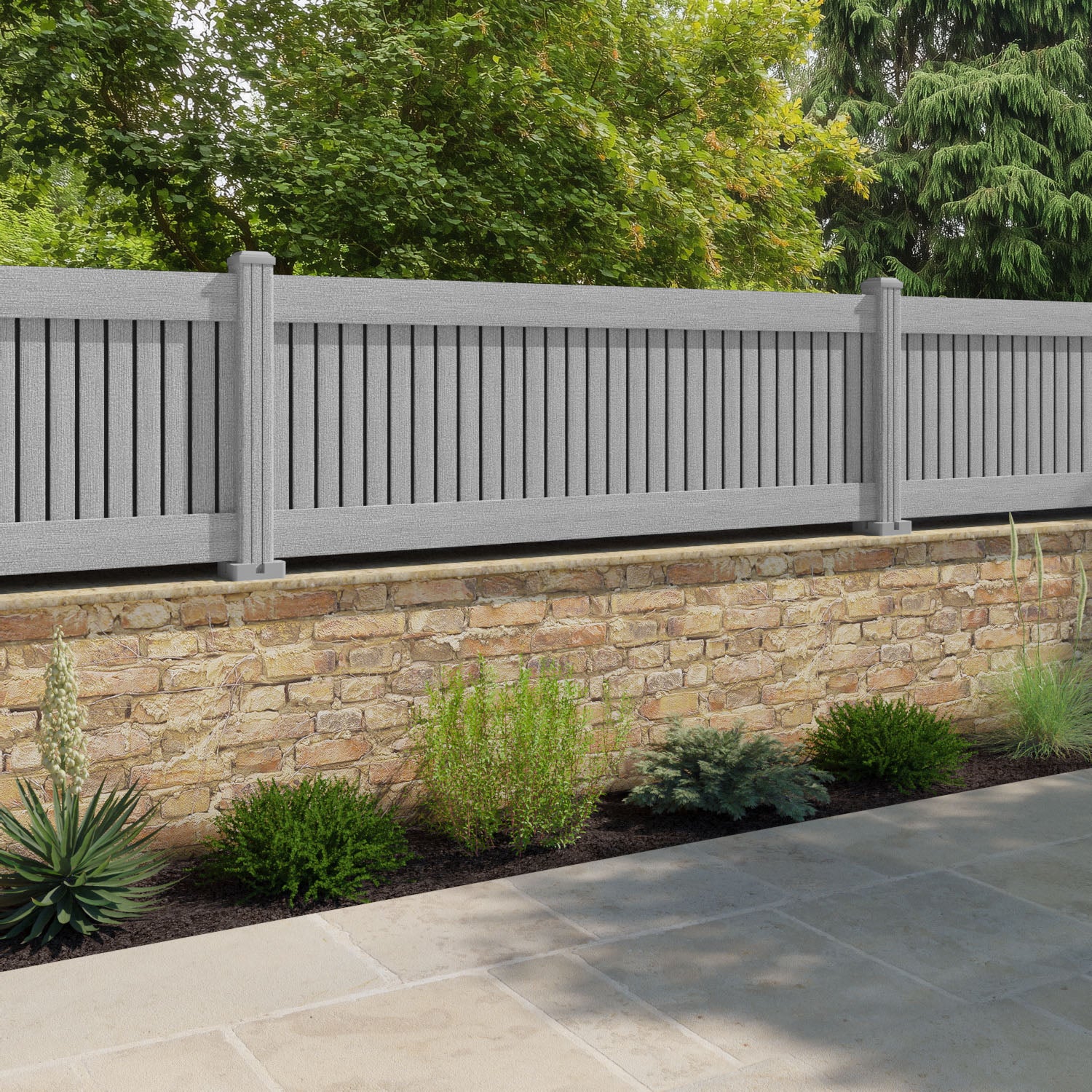 Virtis Fence Panel - Light Grey - with our composite posts