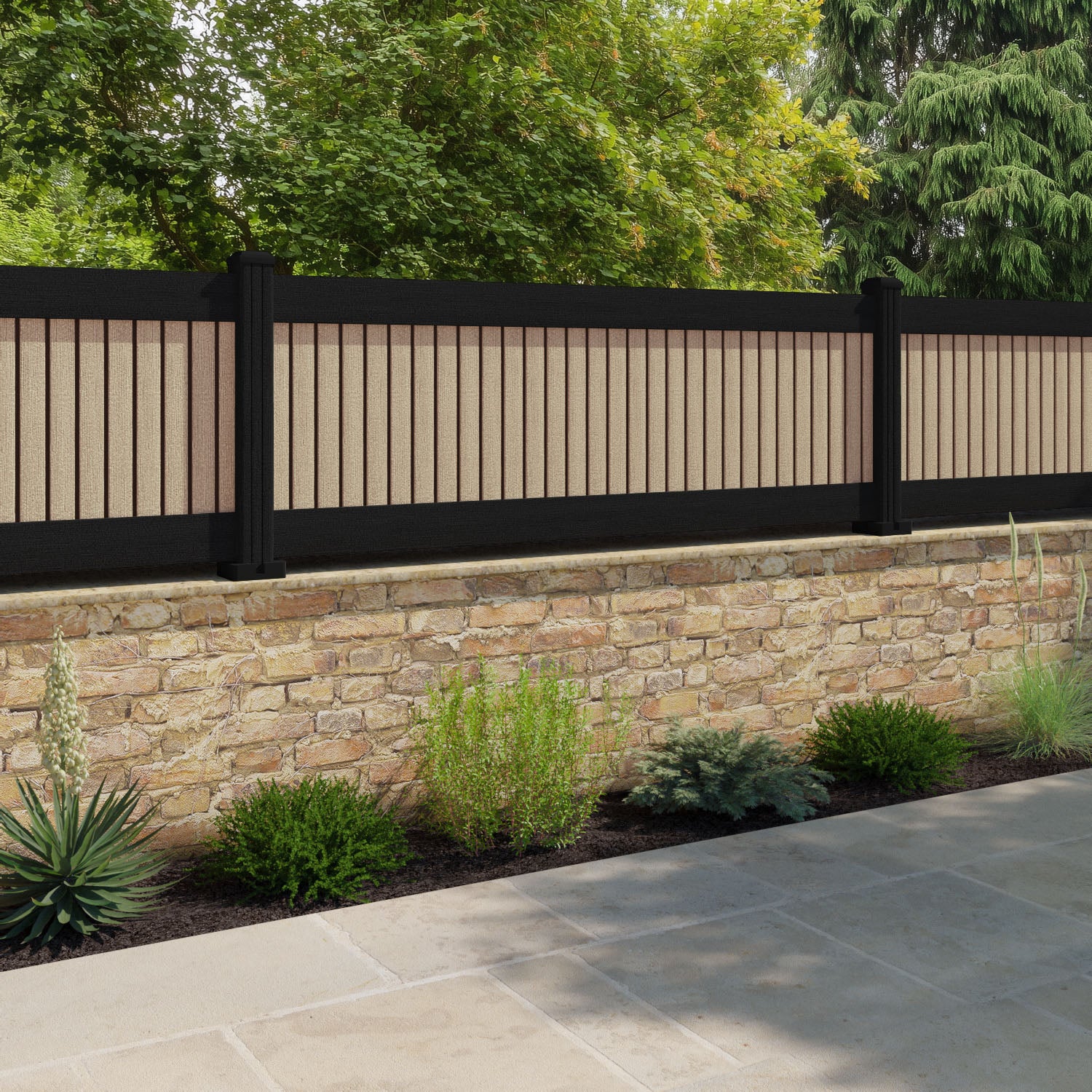 Virtis Fence Panel - Light Oak - with our composite posts