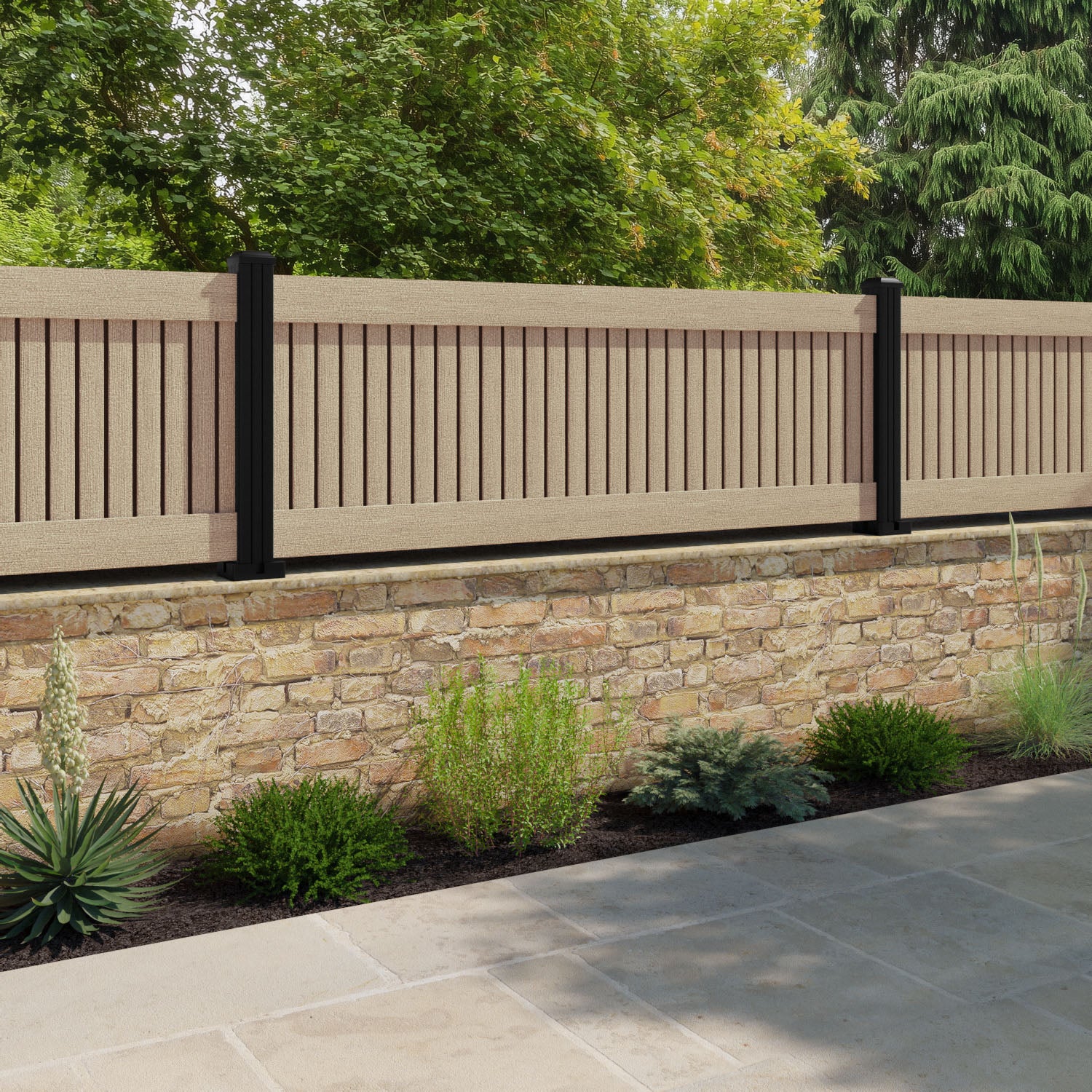 Virtis Fence Panel - Light Oak - with our composite posts