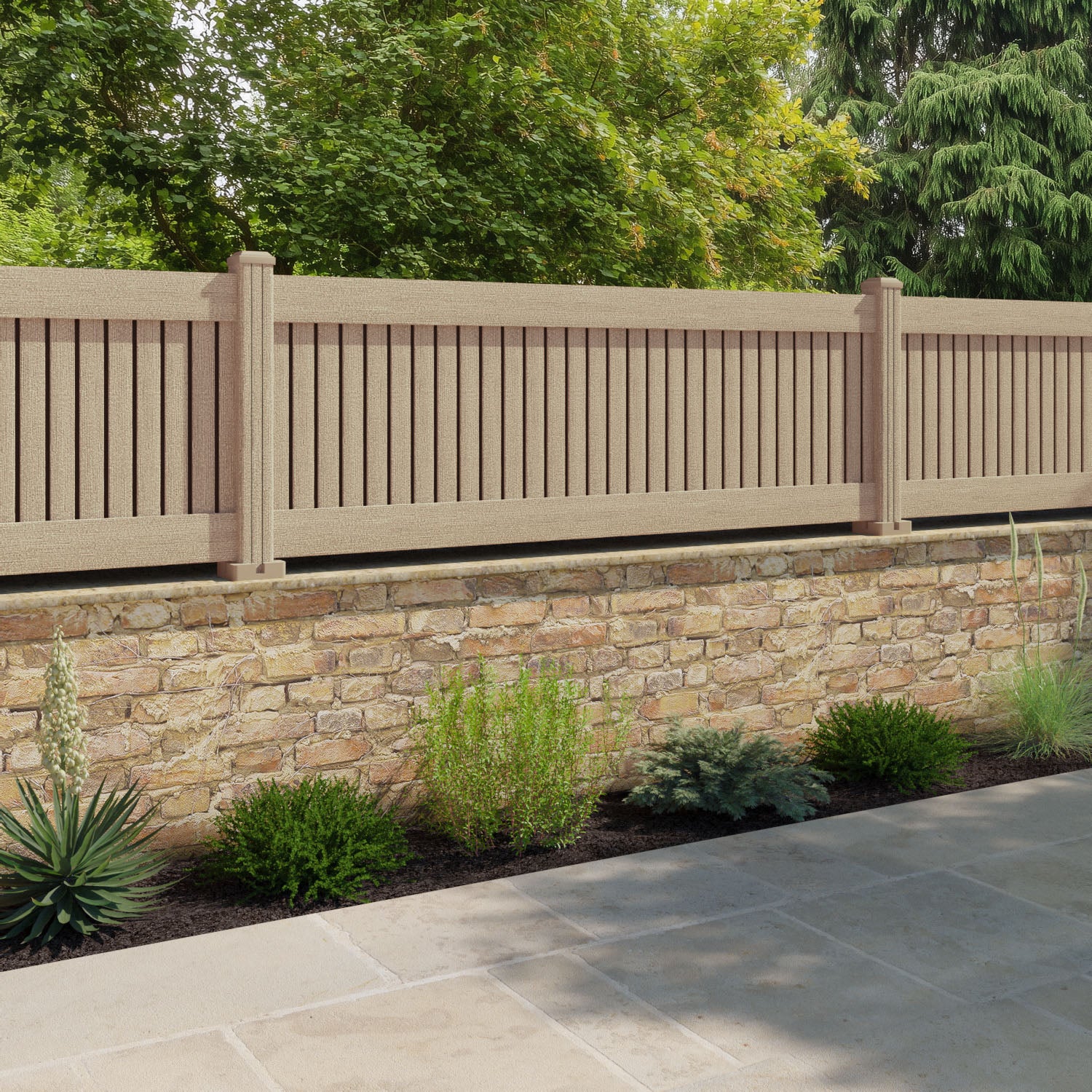 Virtis Fence Panel - Light Oak - with our composite posts