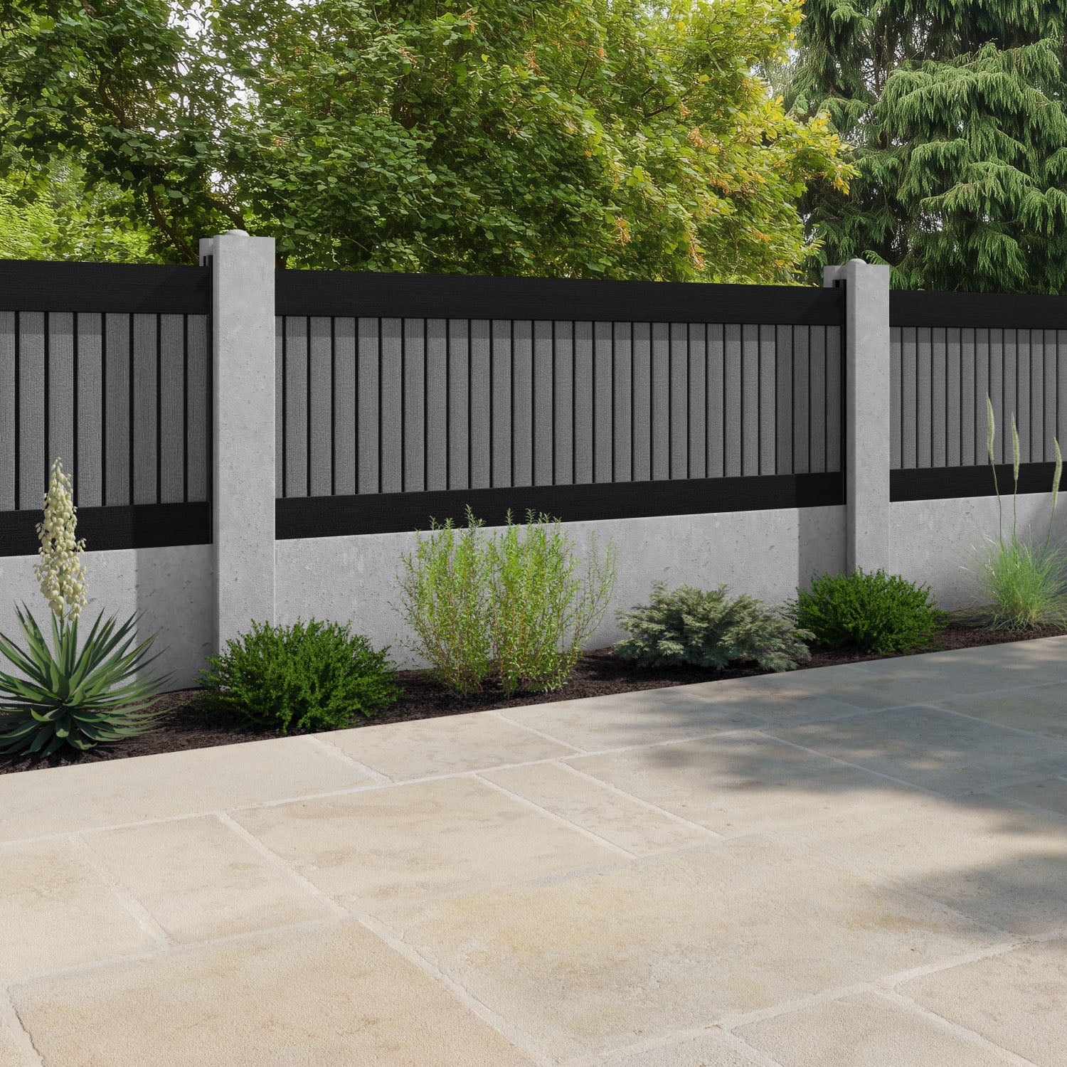 Virtis Fence Panel - Mid Grey - for existing concrete posts
