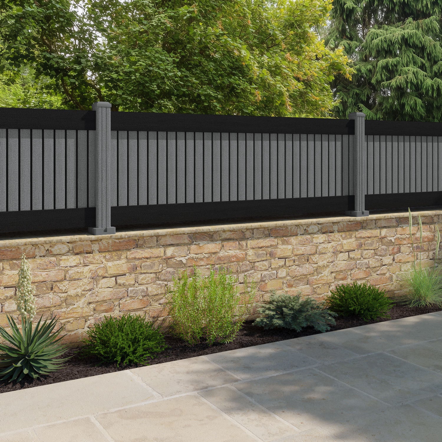 Virtis Fence Panel - Mid Grey - with our composite posts
