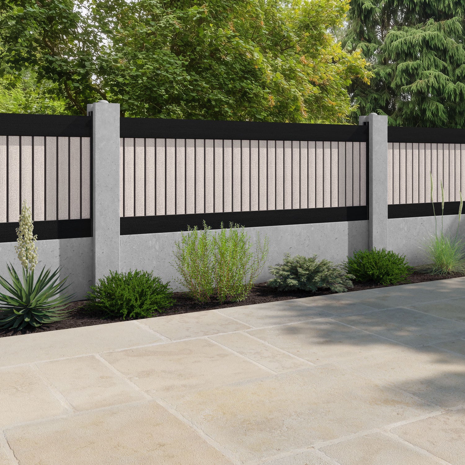 Virtis Fence Panel - Mid Stone - for existing concrete posts