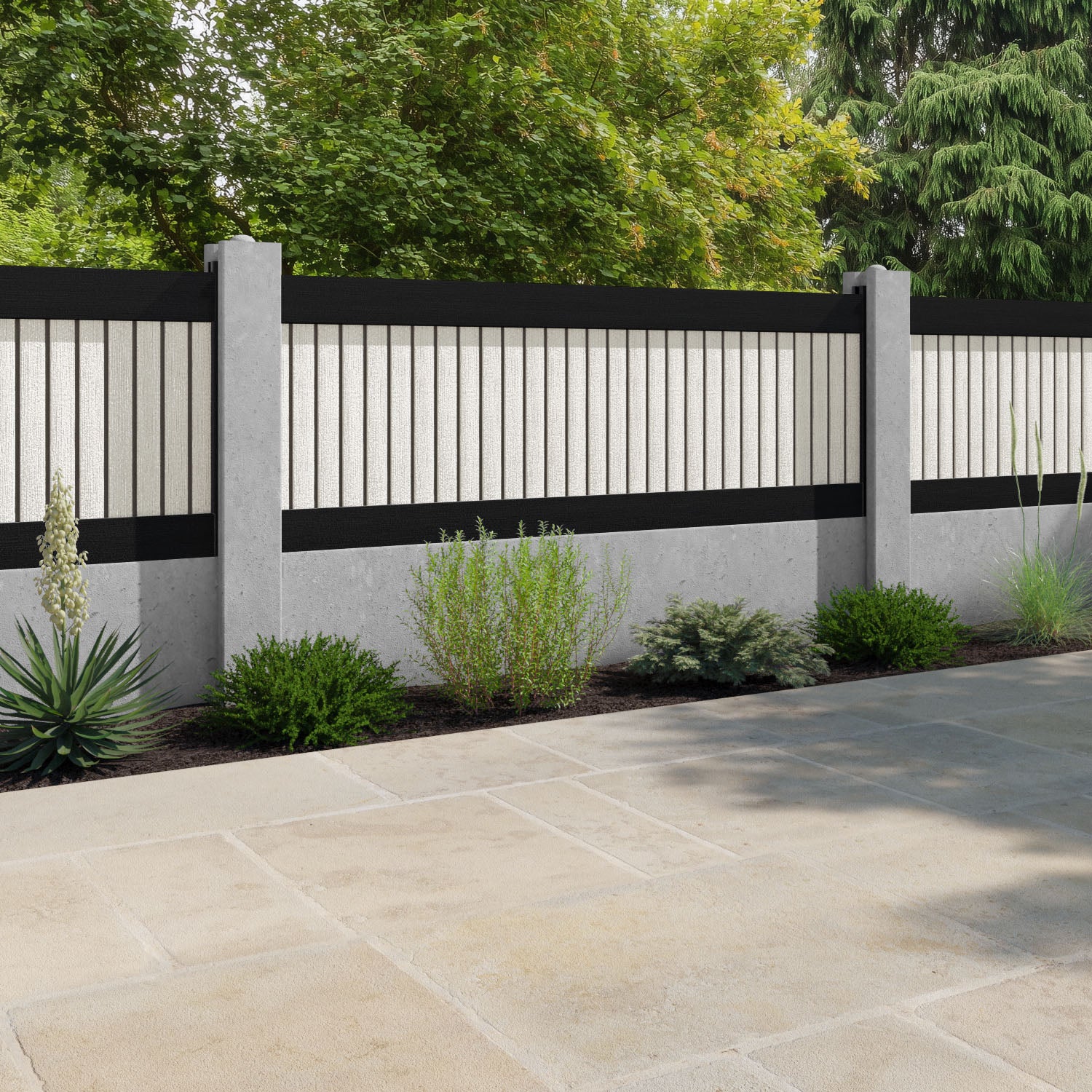 Virtis Fence Panel - Light Stone - for existing concrete posts