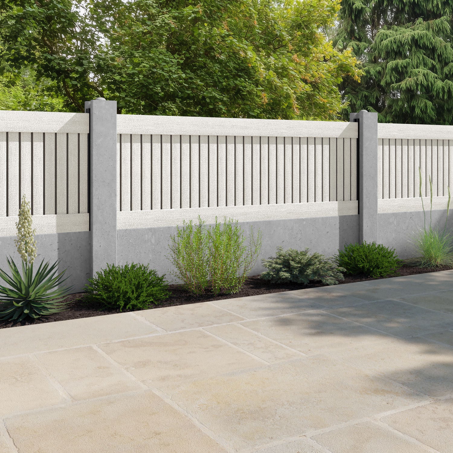 Virtis Fence Panel - Light Stone - for existing concrete posts