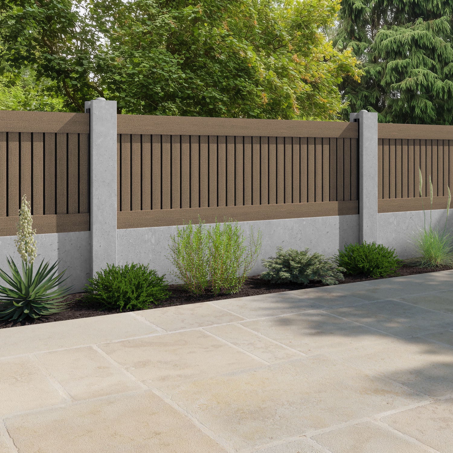Virtis Fence Panel - Teak - for existing concrete posts