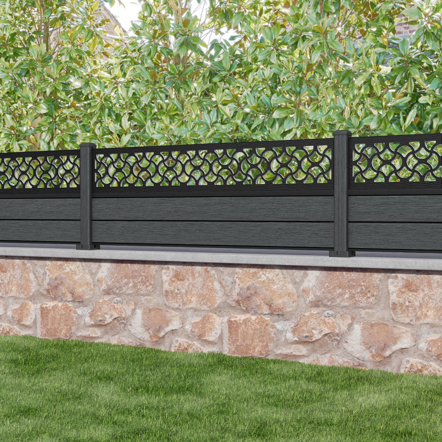 Fusion Vida Fence Panel - Dark Grey - with our composite posts