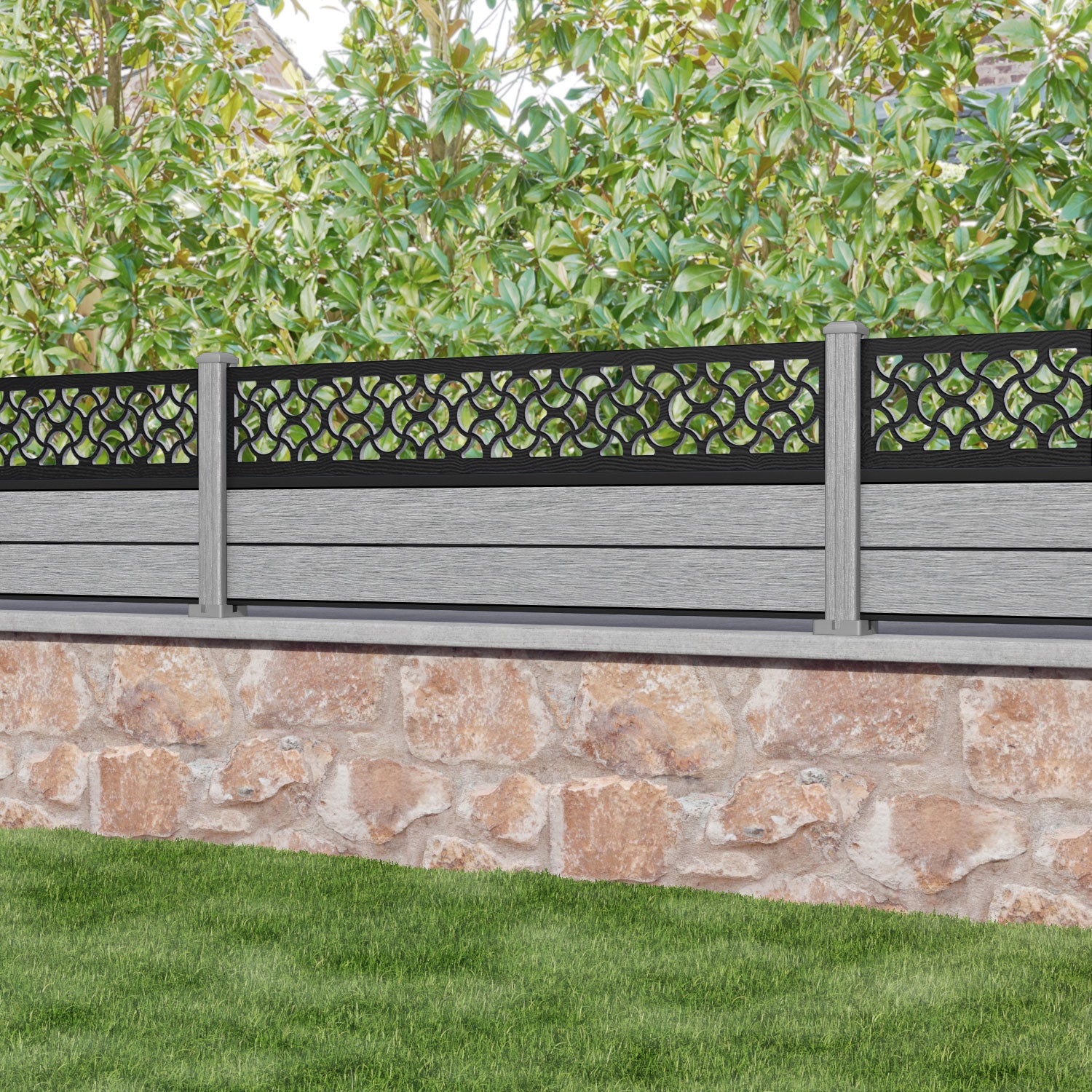 Fusion Vida Fence Panel - Light Grey - with our composite posts