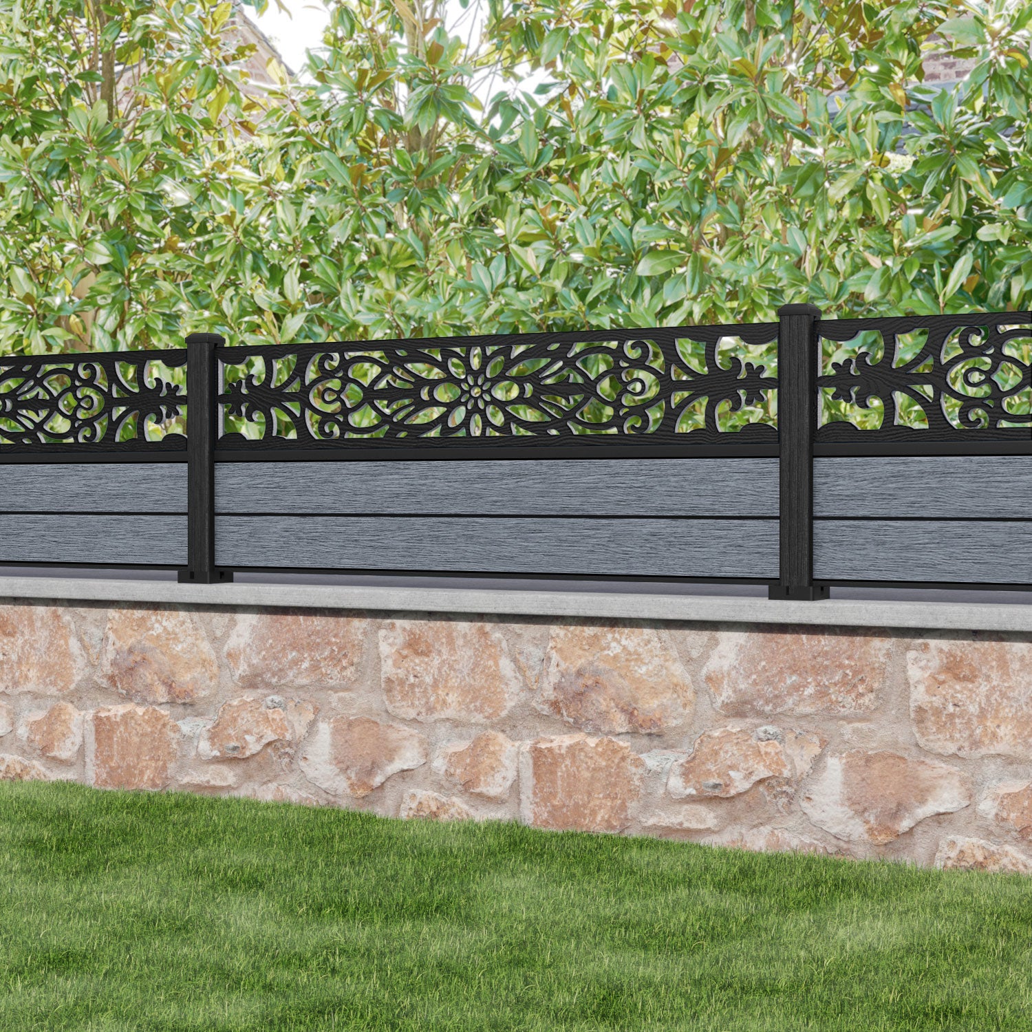 Fusion Windsor Fence Panel - Anthracite - with our composite posts