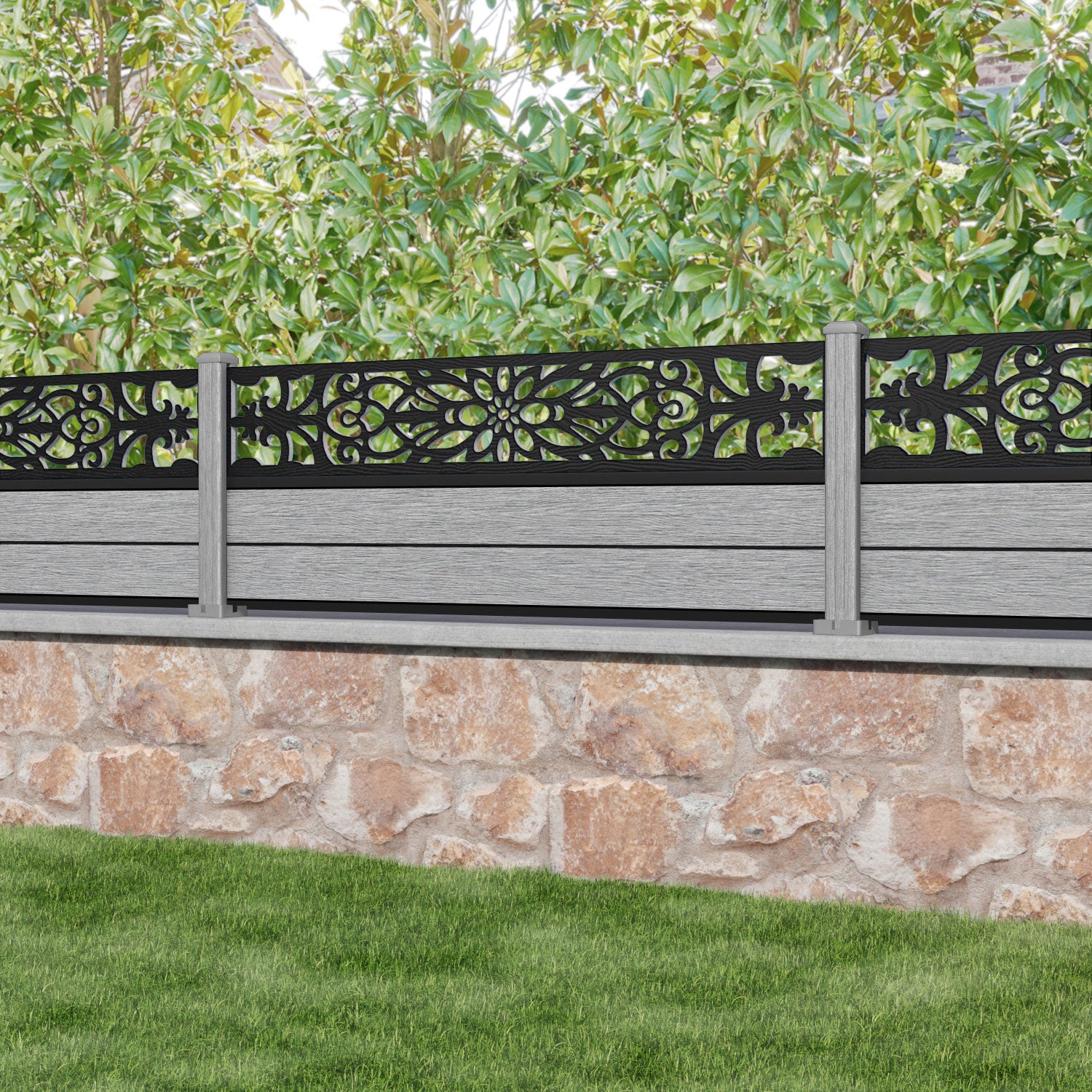 Fusion Windsor Fence Panel - Light Grey - with our composite posts