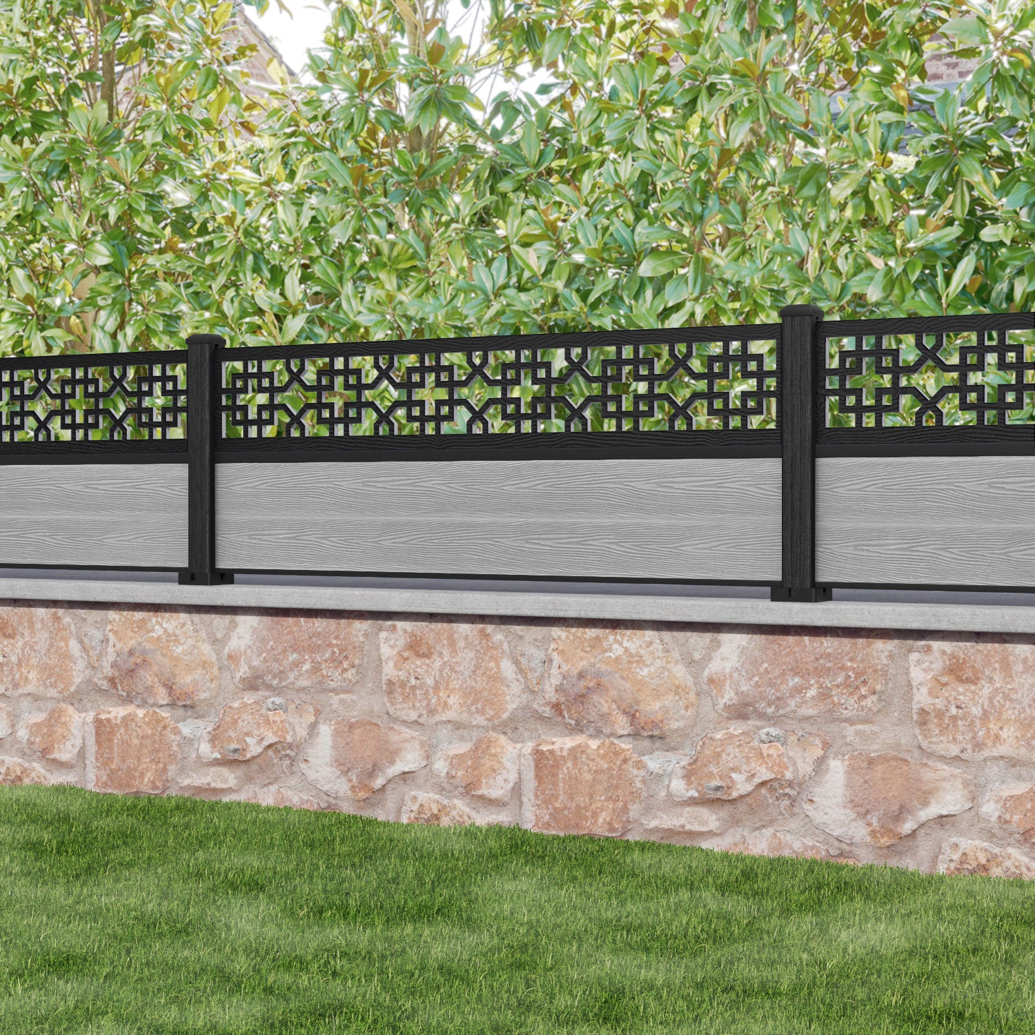 Classic Zaria Fence Panel - Light Grey - with our composite posts