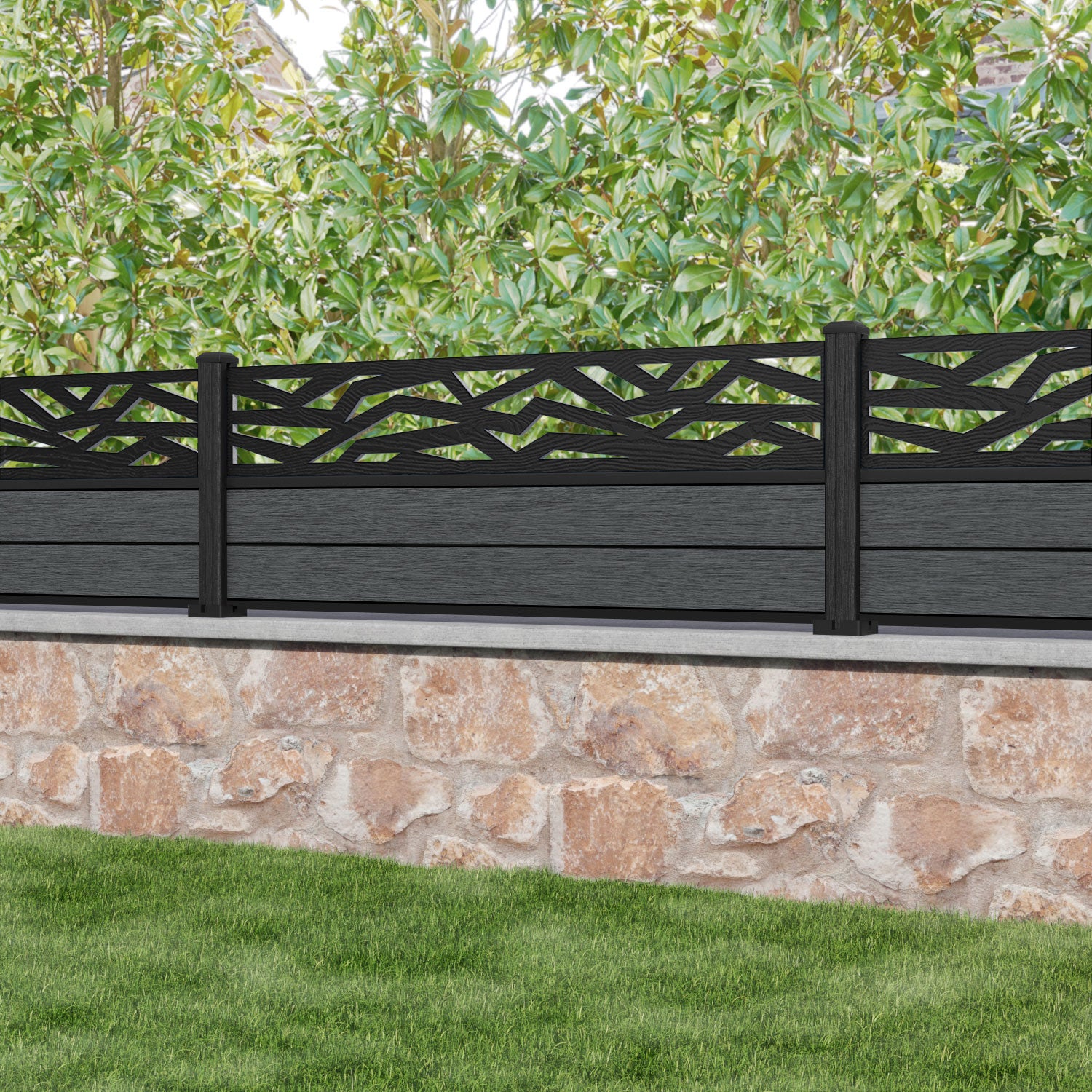 Fusion Zenith Fence Panel - Dark Grey - with our composite posts