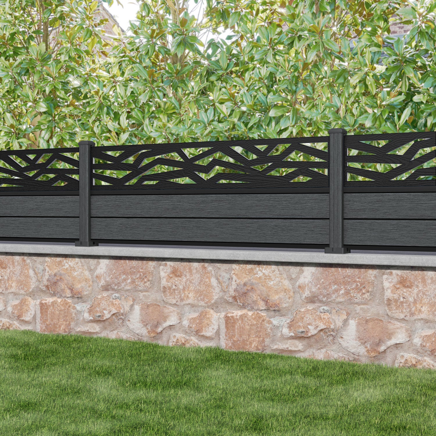 Fusion Zenith Fence Panel - Dark Grey - with our composite posts