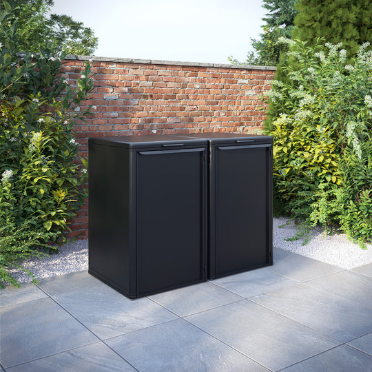 Curva Black 2 Bin Store with Aluminium Door