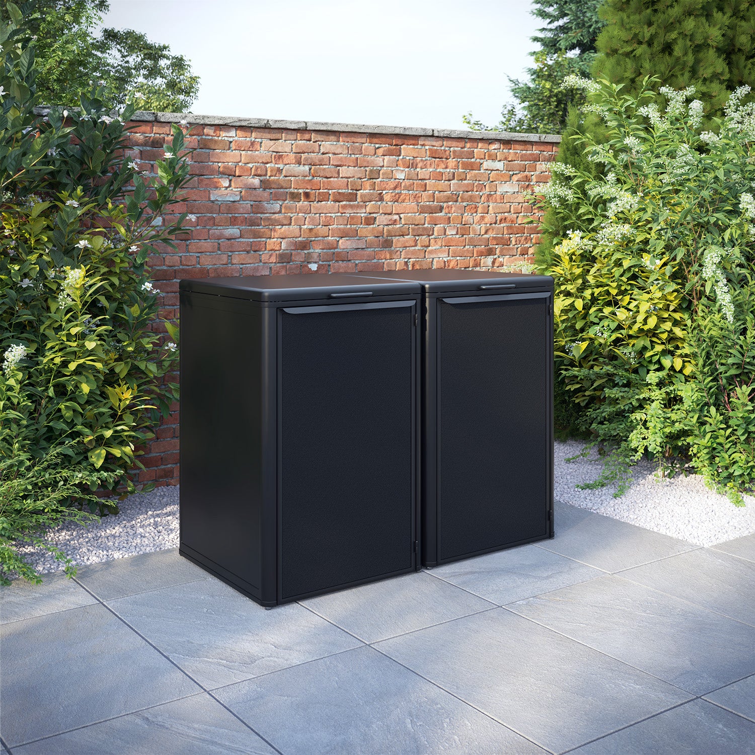 Curva Black 2 Bin Store with Textaline Door