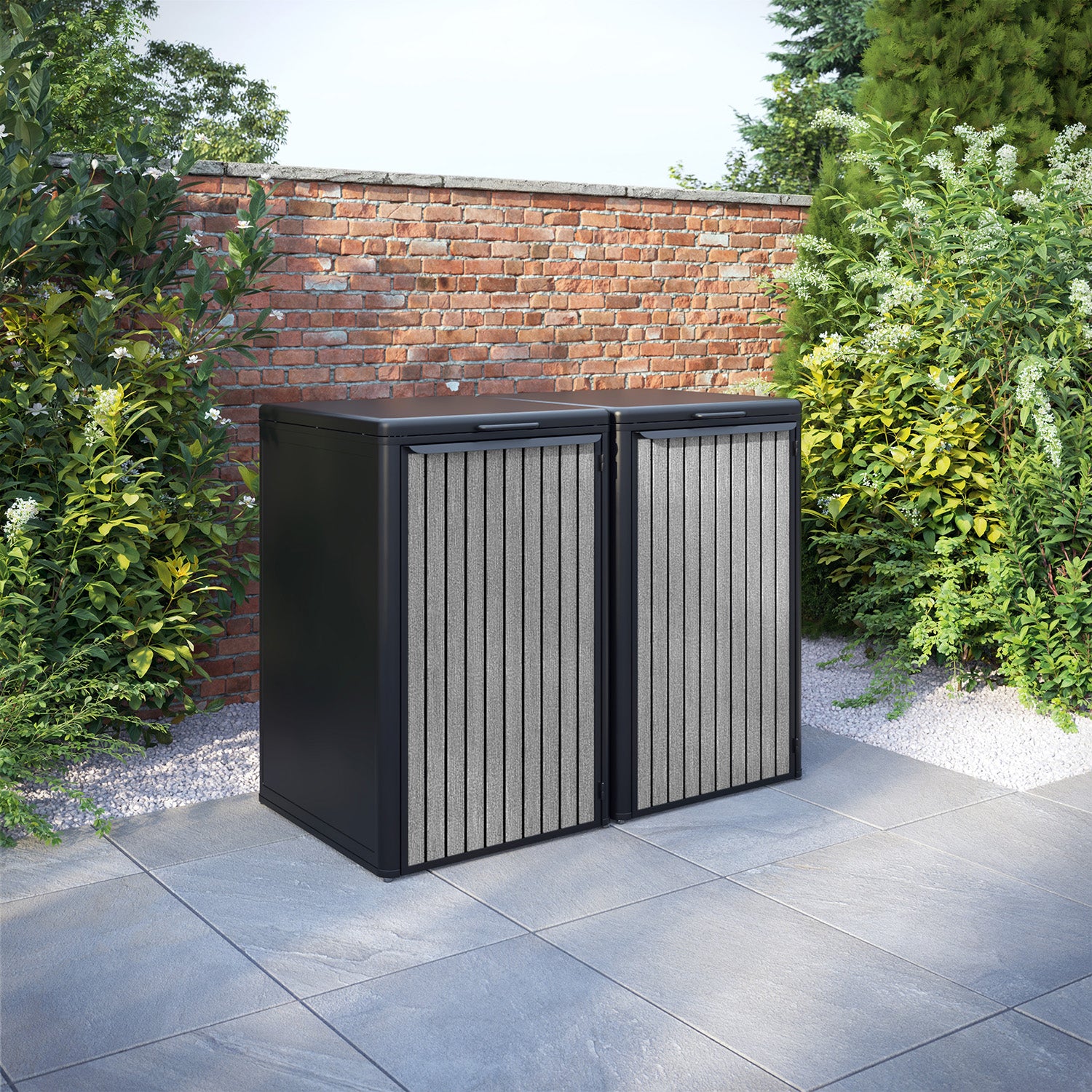 Curva Black 2 Bin Store with Virtis Door Slat