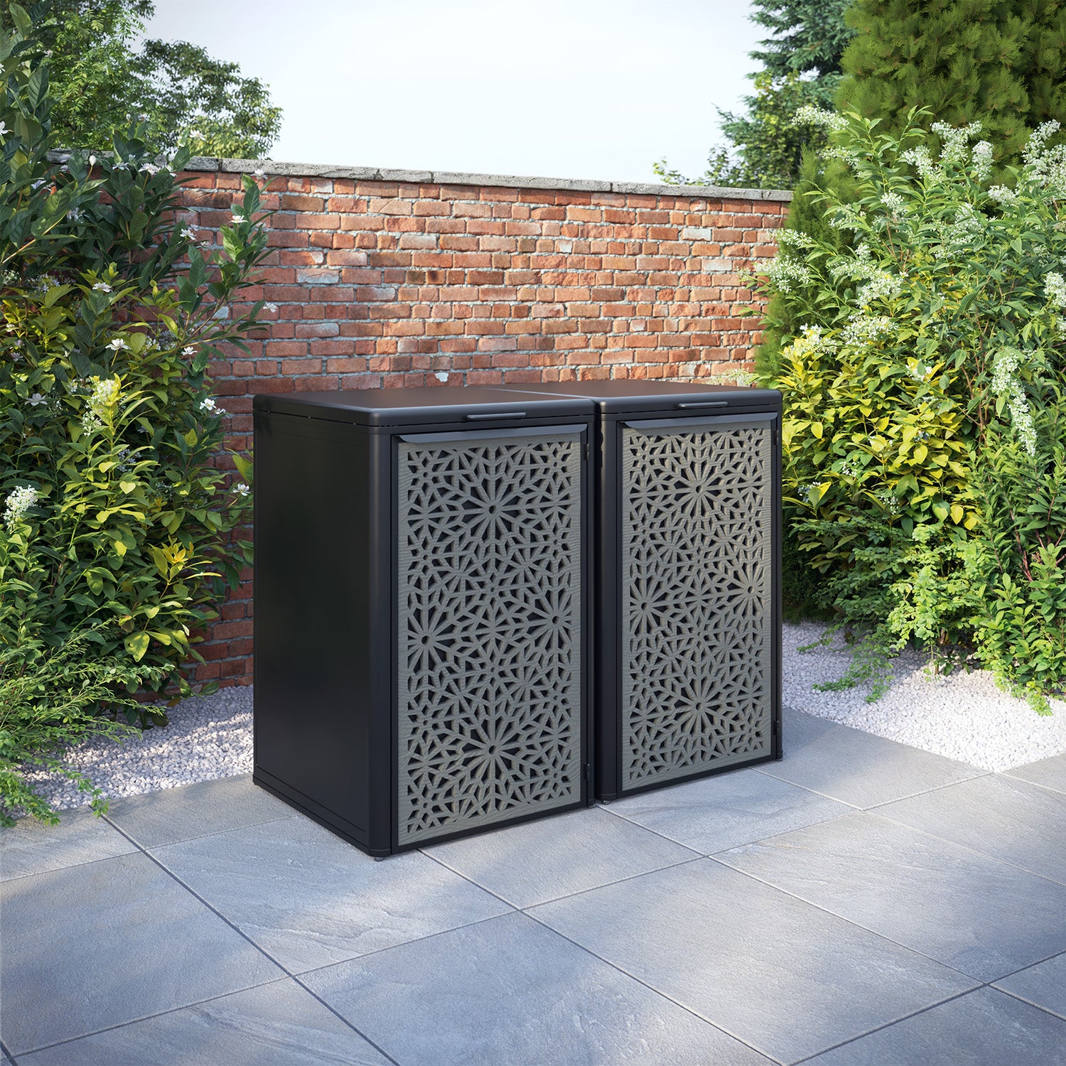 Curva Black 2 Bin Store with Alnara Door Screen