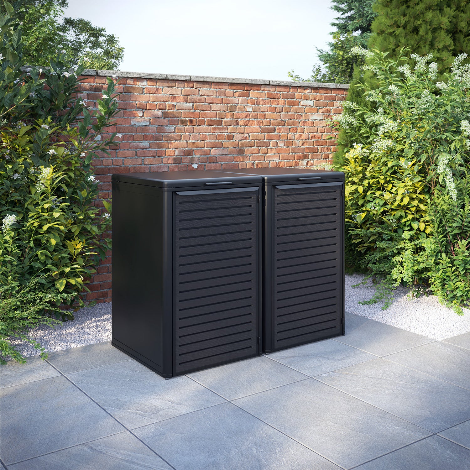 Curva Black 2 Bin Store with Aspen Door Screen