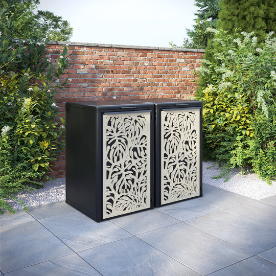Curva Black 2 Bin Store with Botanic Door Screen
