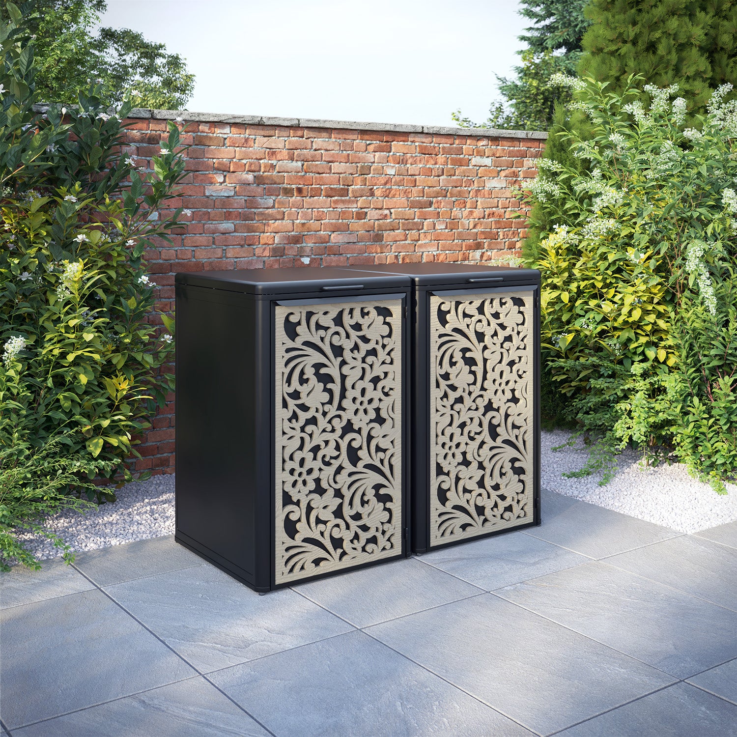 Curva Black 2 Bin Store with Eden Door Screen