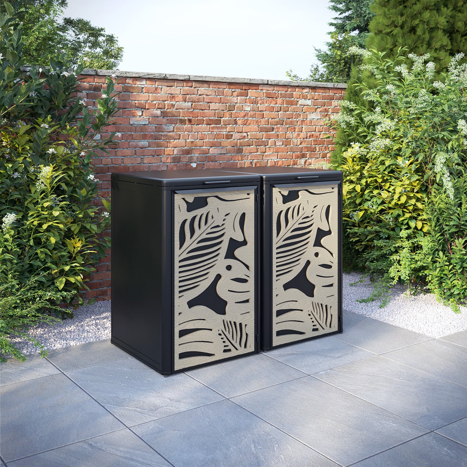 Curva Black 2 Bin Store with Fauna Door Screen