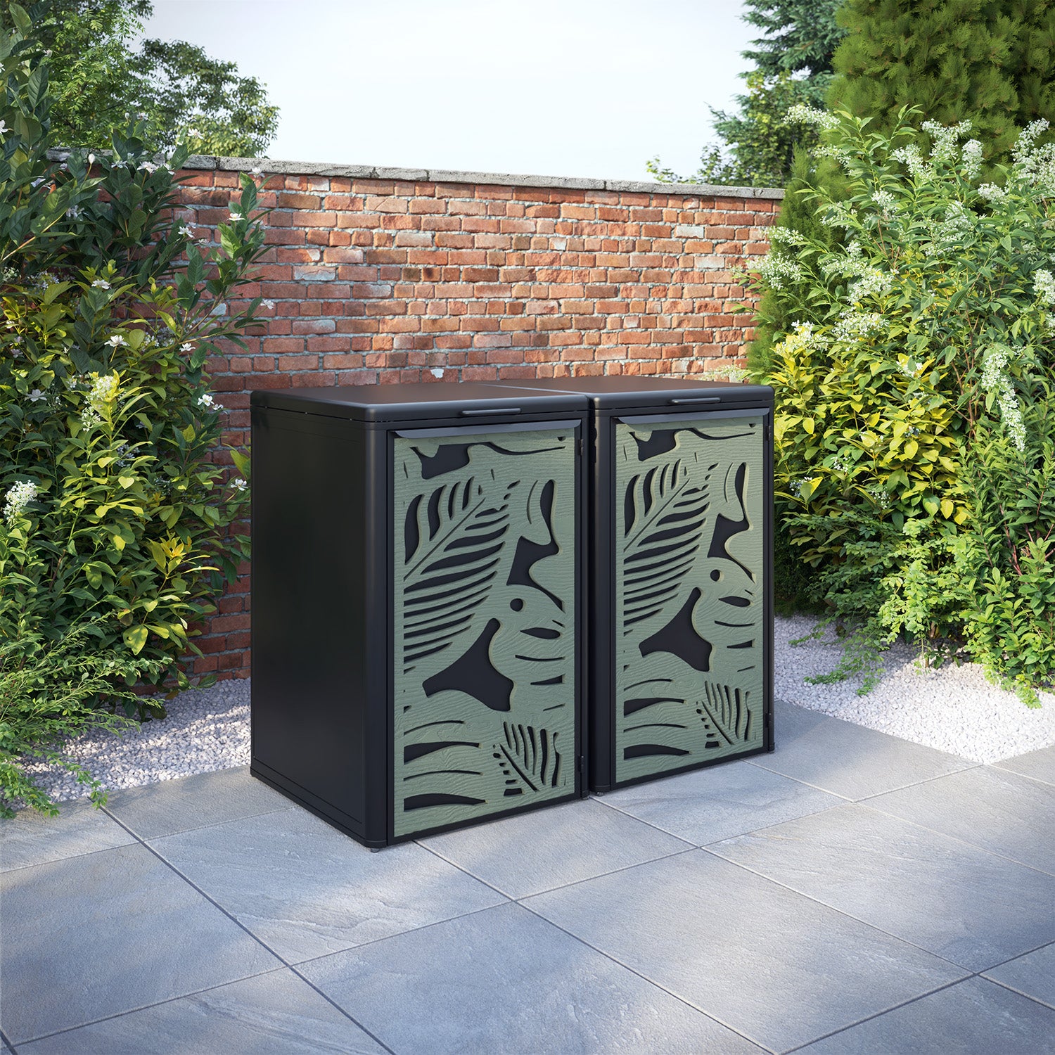 Curva Black 2 Bin Store with Fauna Door Screen