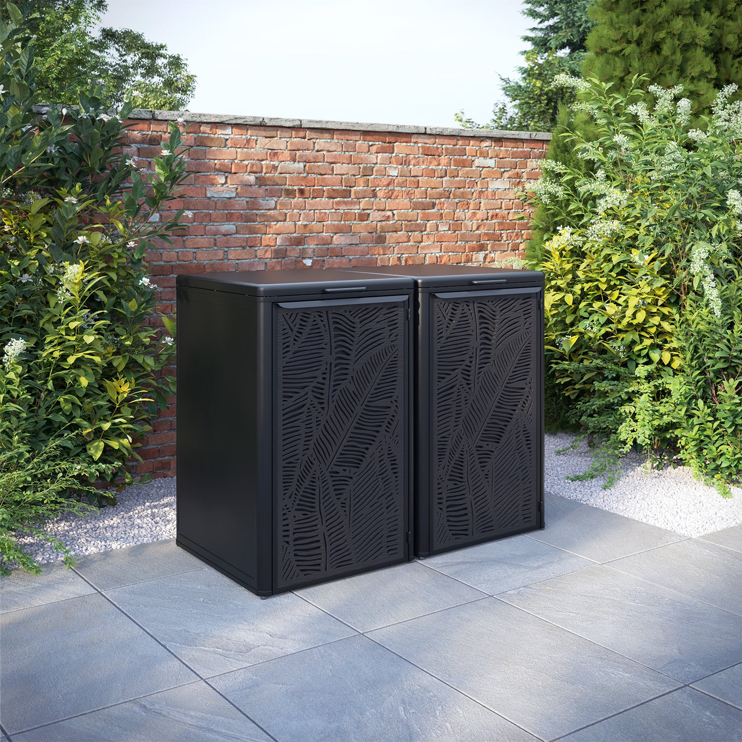 Curva Black 2 Bin Store with Feather Door Screen