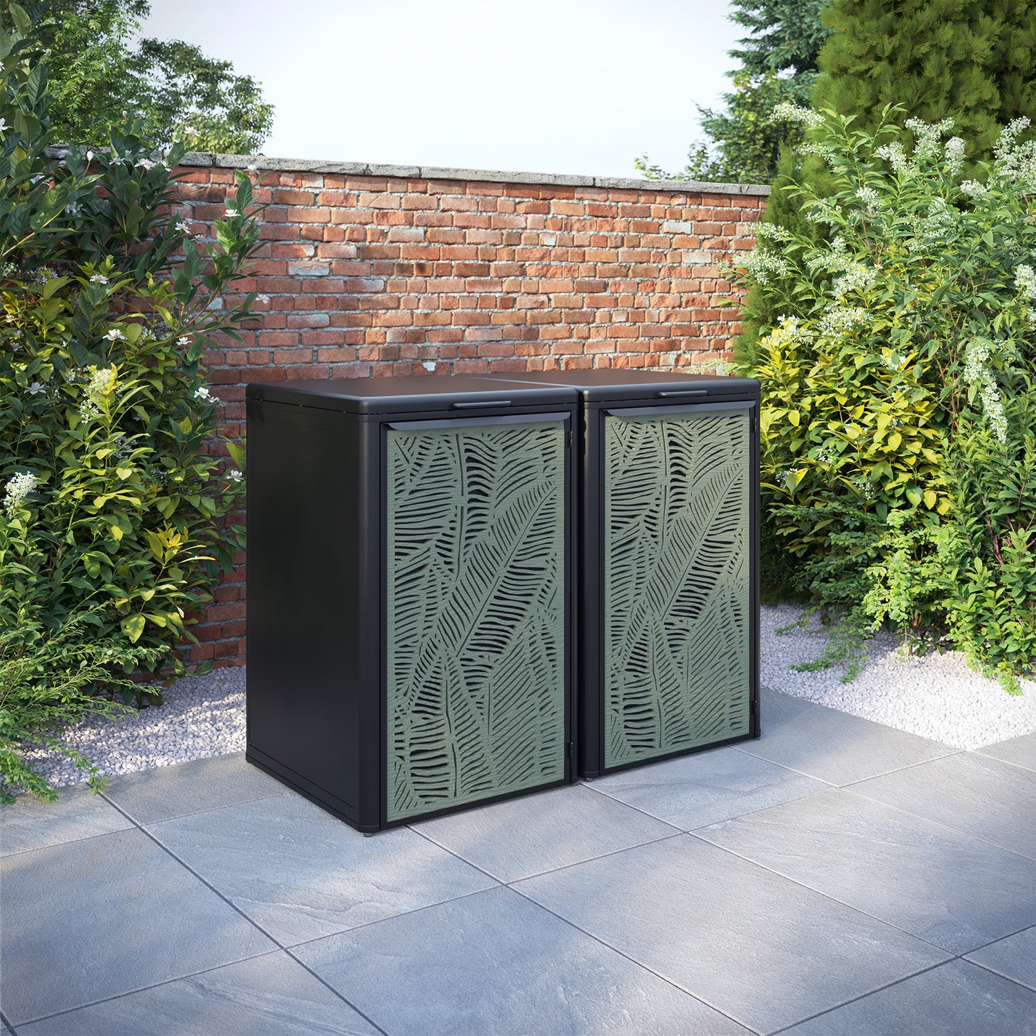 Curva Black 2 Bin Store with Feather Door Screen