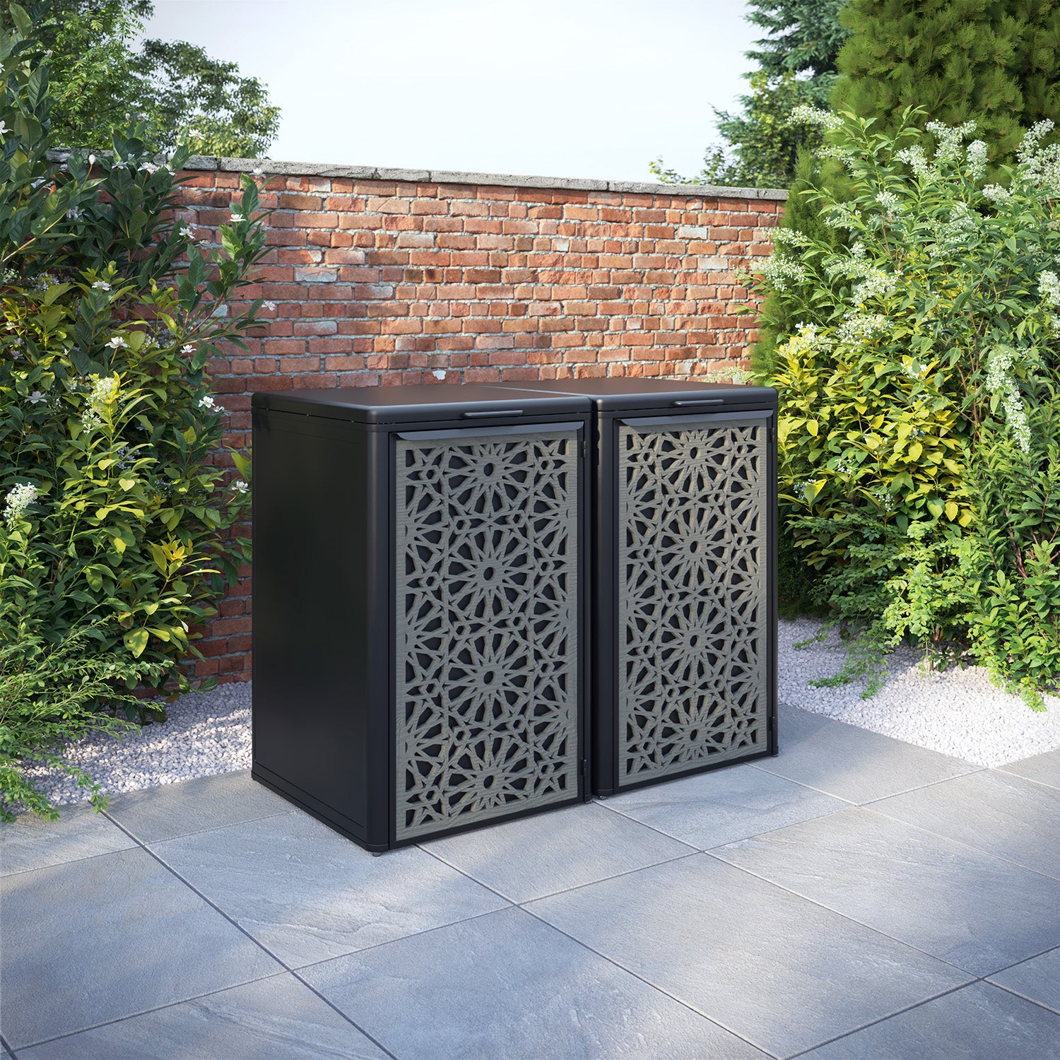 Curva Black 2 Bin Store with Hambra Door Screen