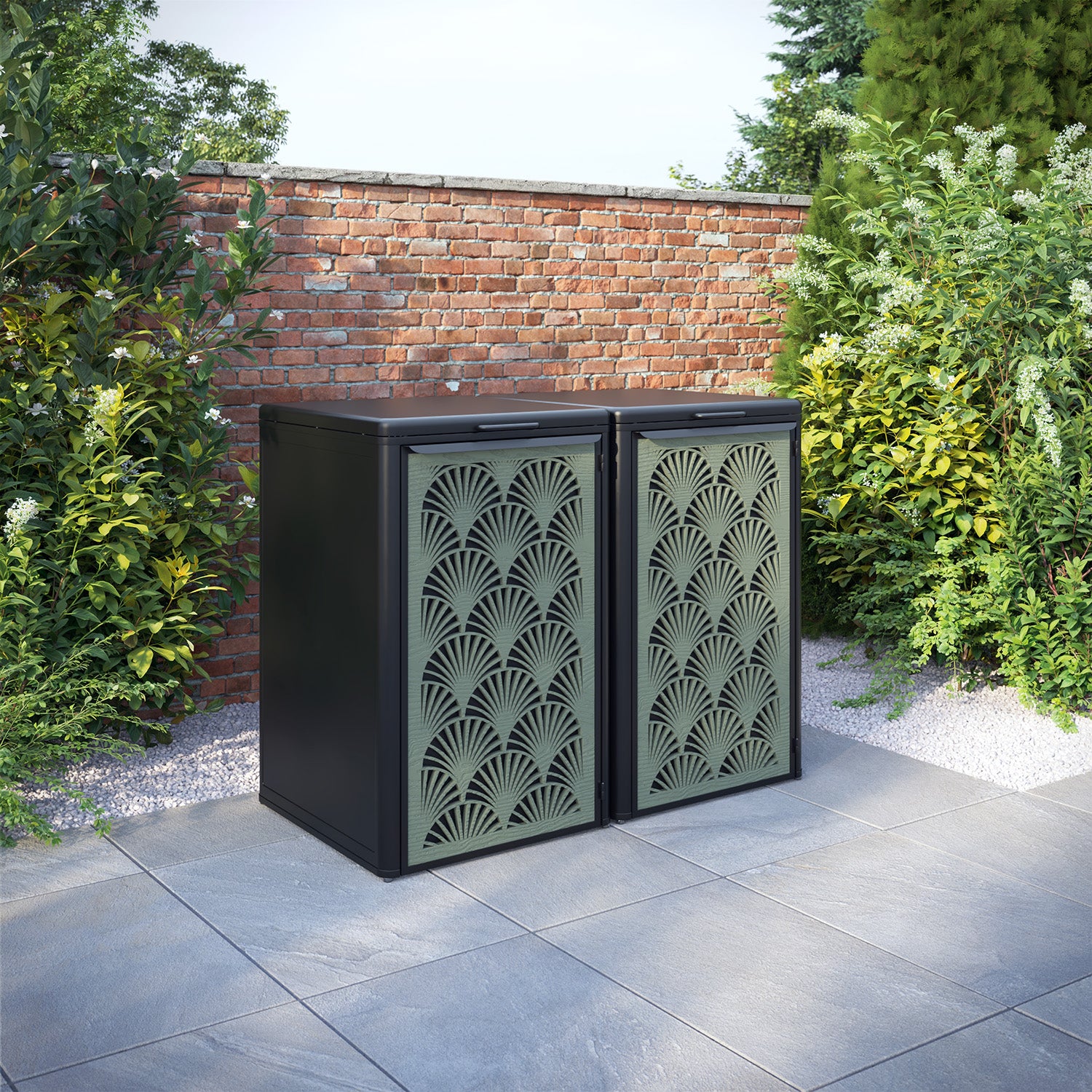 Curva Black 2 Bin Store with Laurel Door Screen