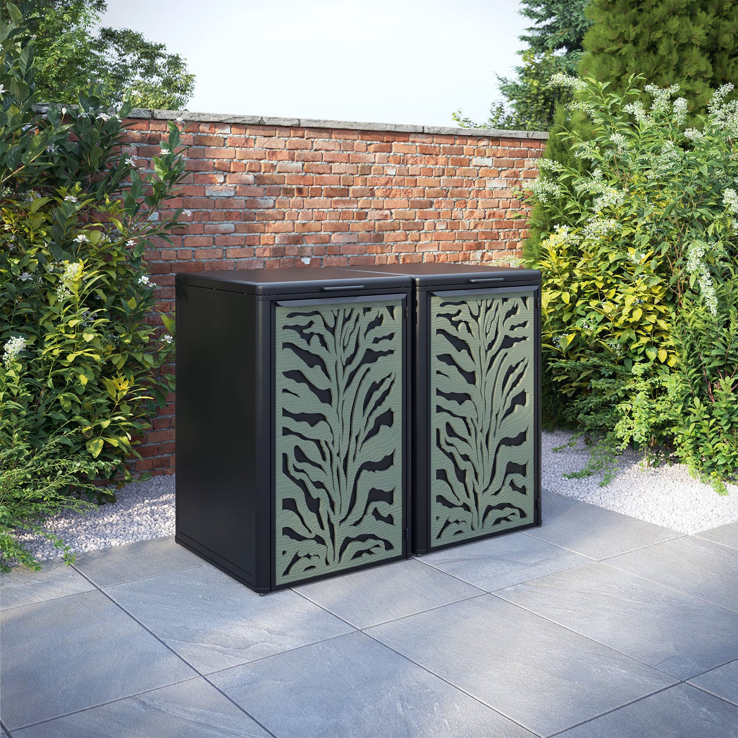 Curva Black 2 Bin Store with Malawi Door Screen