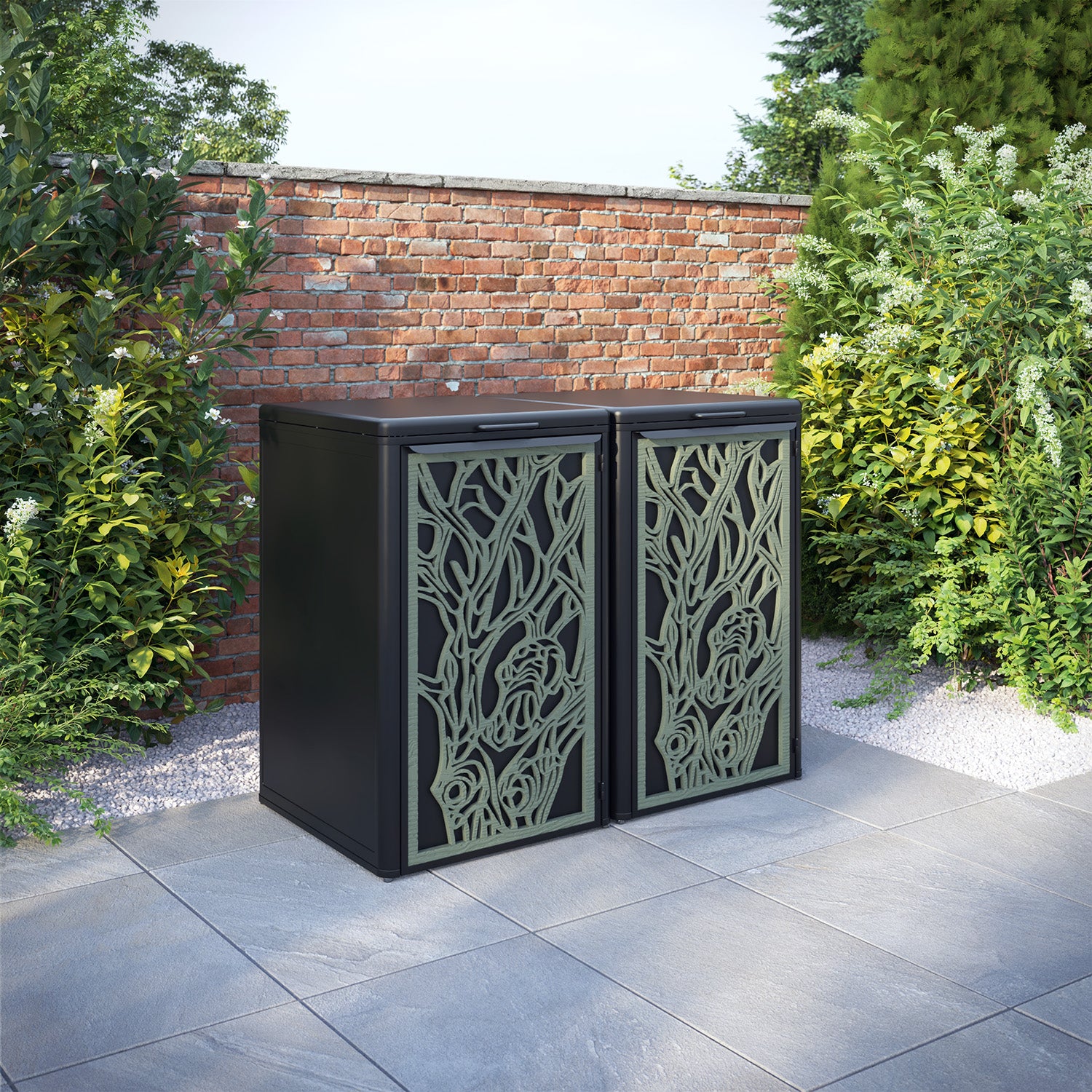 Curva Black 2 Bin Store with Nature Door Screen