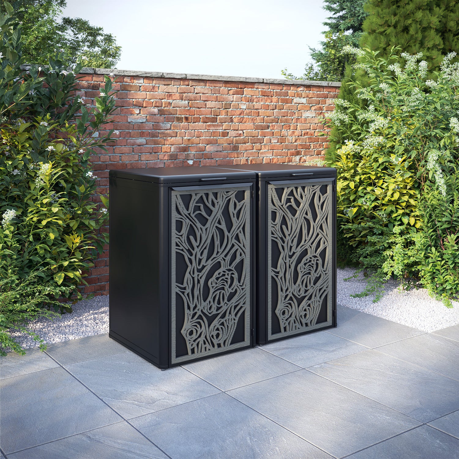 Curva Black 2 Bin Store with Nature Door Screen