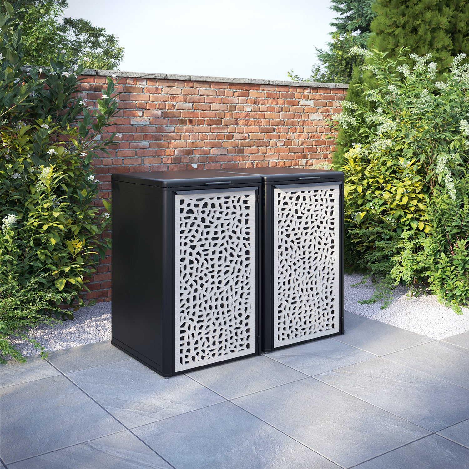 Curva Black 2 Bin Store with Pebble Door Screen