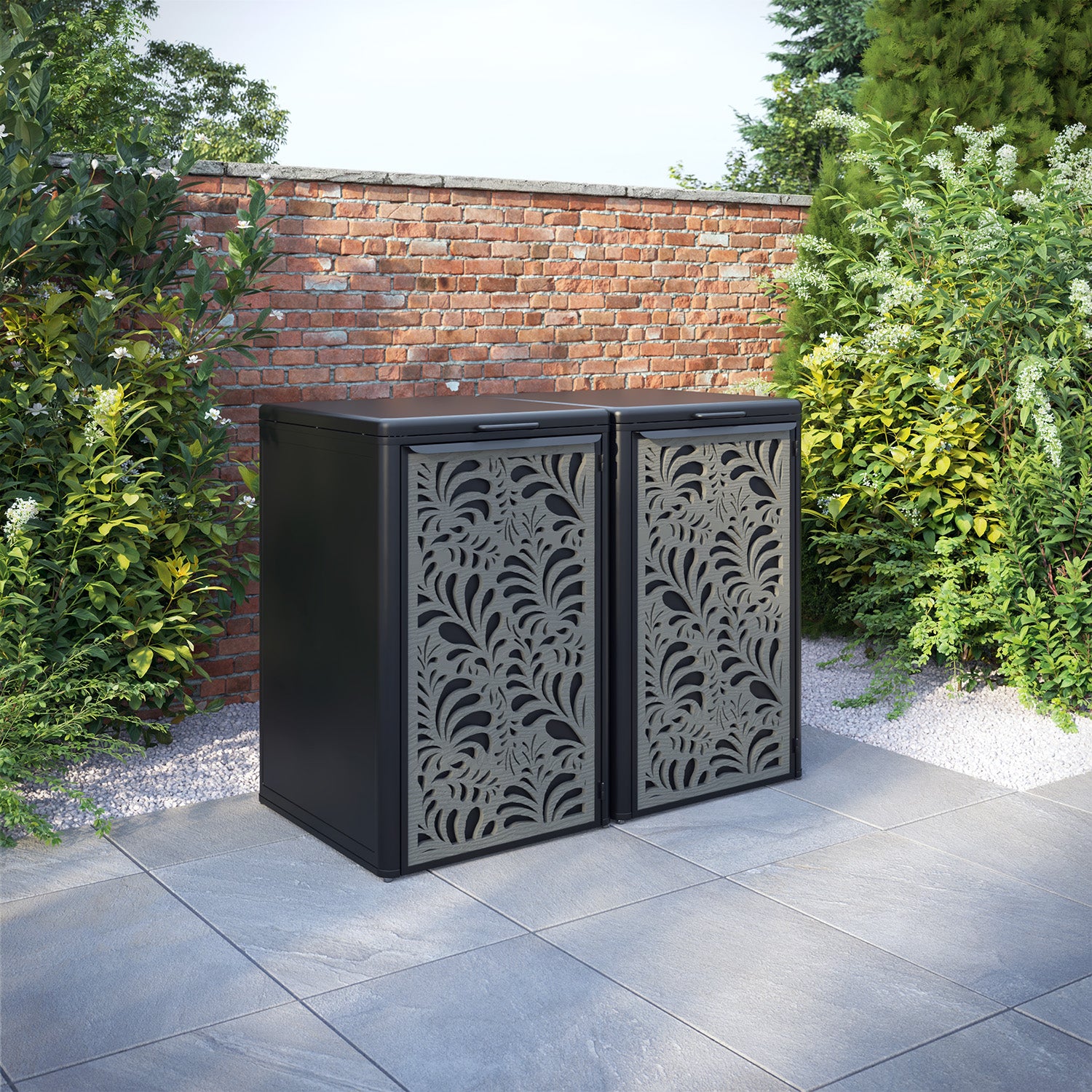 Curva Black 2 Bin Store with Petal Door Screen