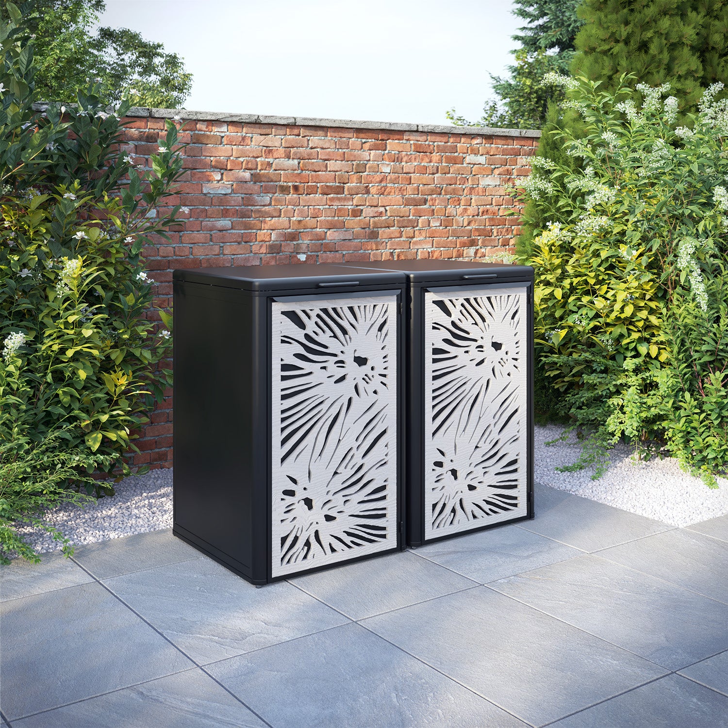 Curva Black 2 Bin Store with Poppy Door Screen