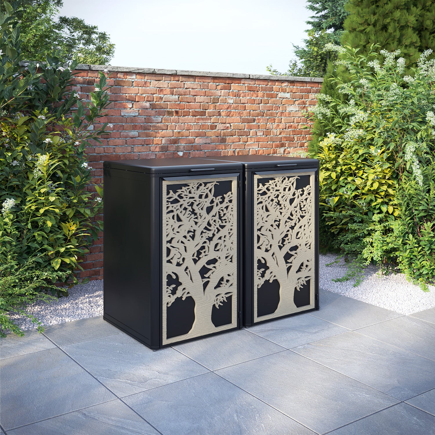 Curva Black 2 Bin Store with Sherwood Door Screen