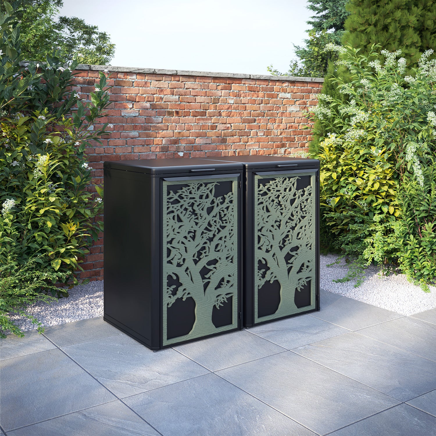 Curva Black 2 Bin Store with Sherwood Door Screen