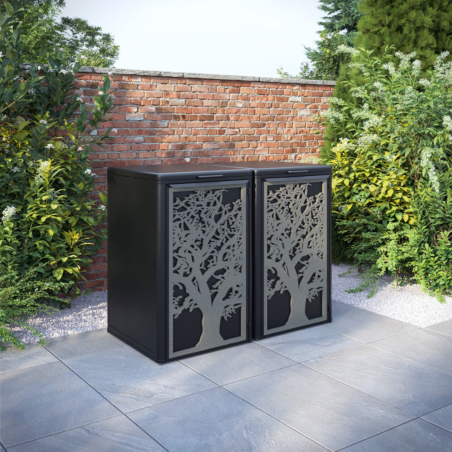 Curva Black 2 Bin Store with Sherwood Door Screen