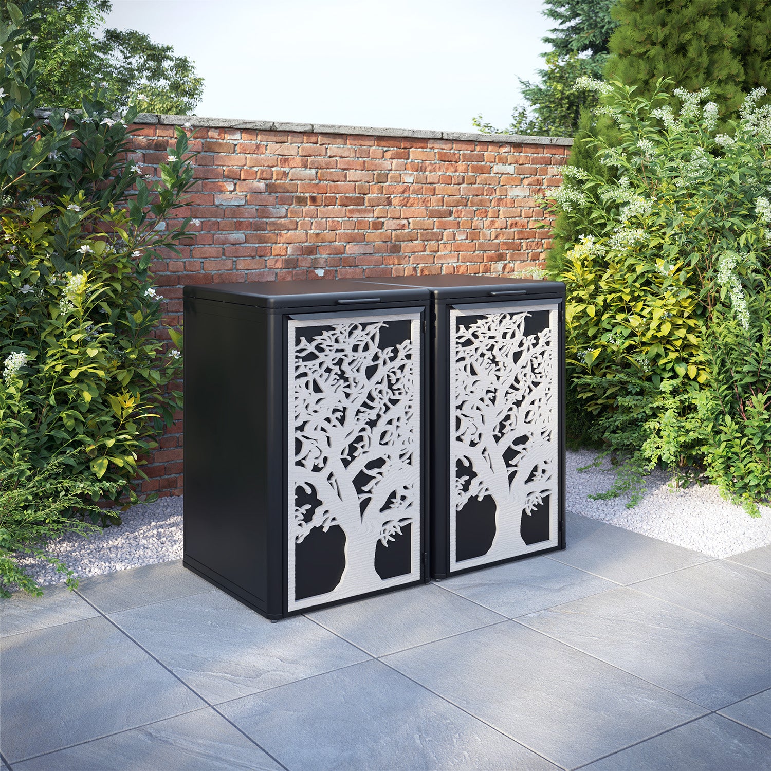 Curva Black 2 Bin Store with Sherwood Door Screen