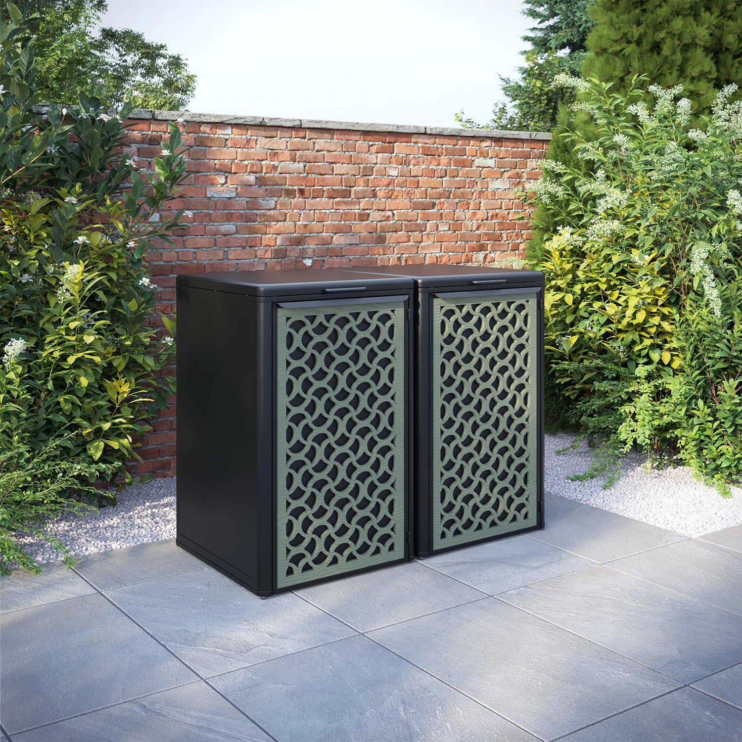 Curva Black 2 Bin Store with Vida Door Screen