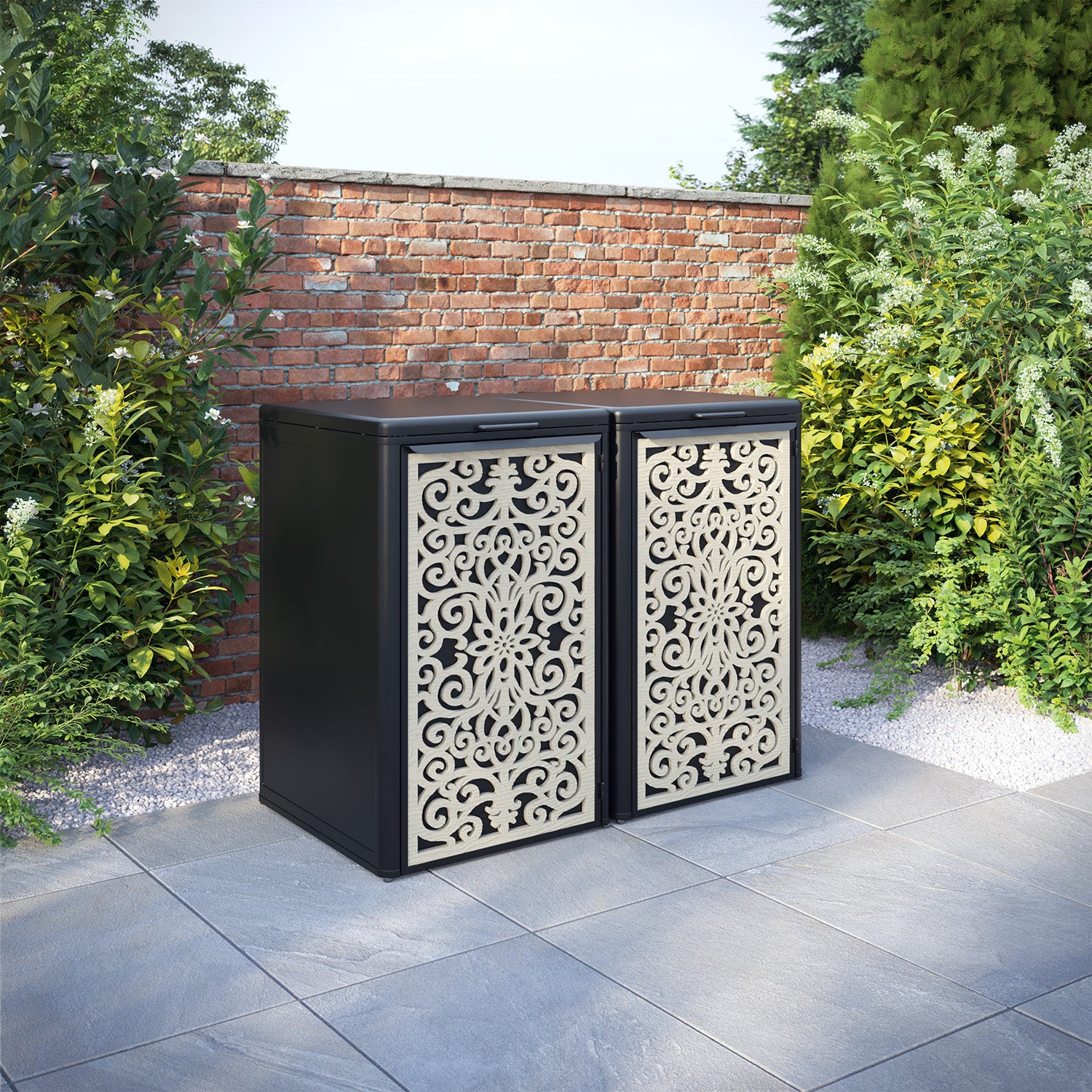 Curva Black 2 Bin Store with Windsor Door Screen