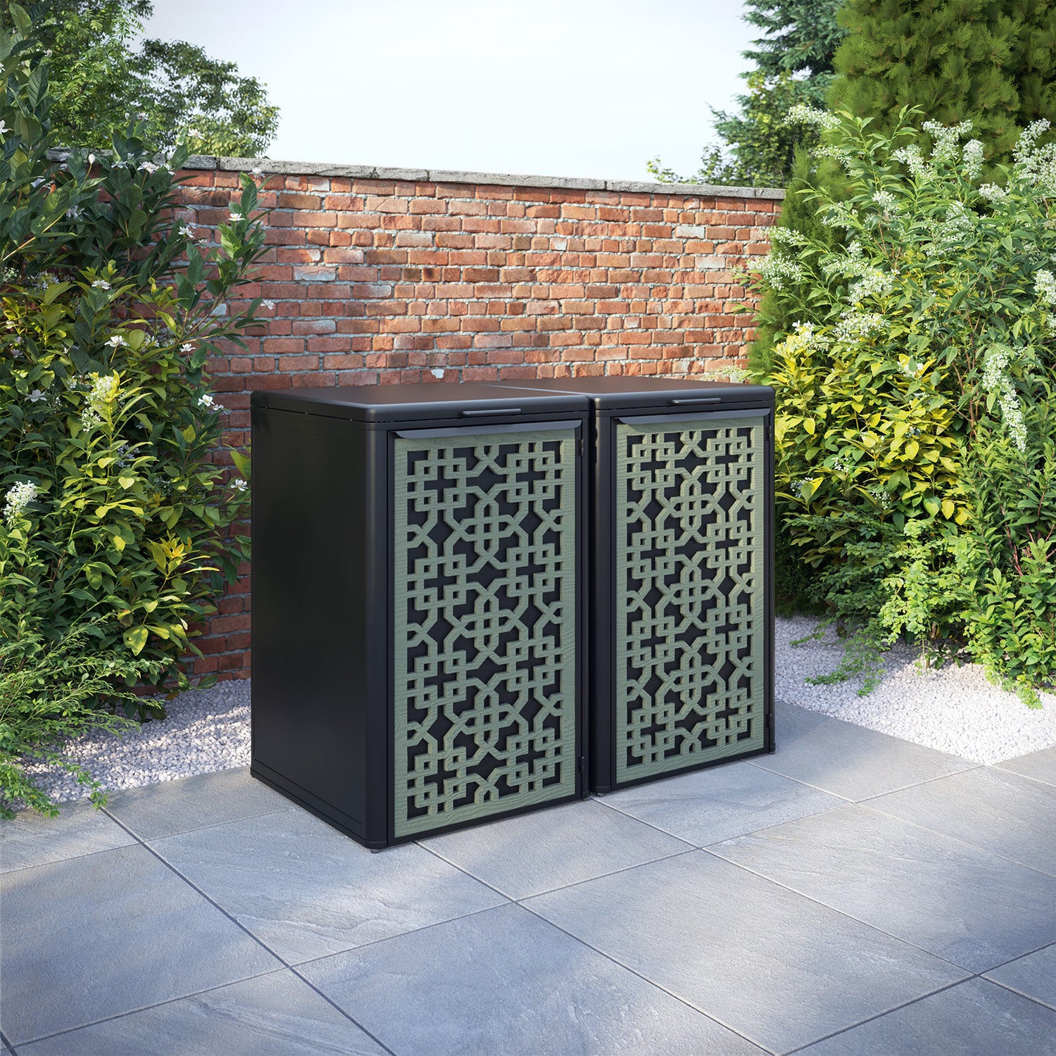 Curva Black 2 Bin Store with Zaria Door Screen