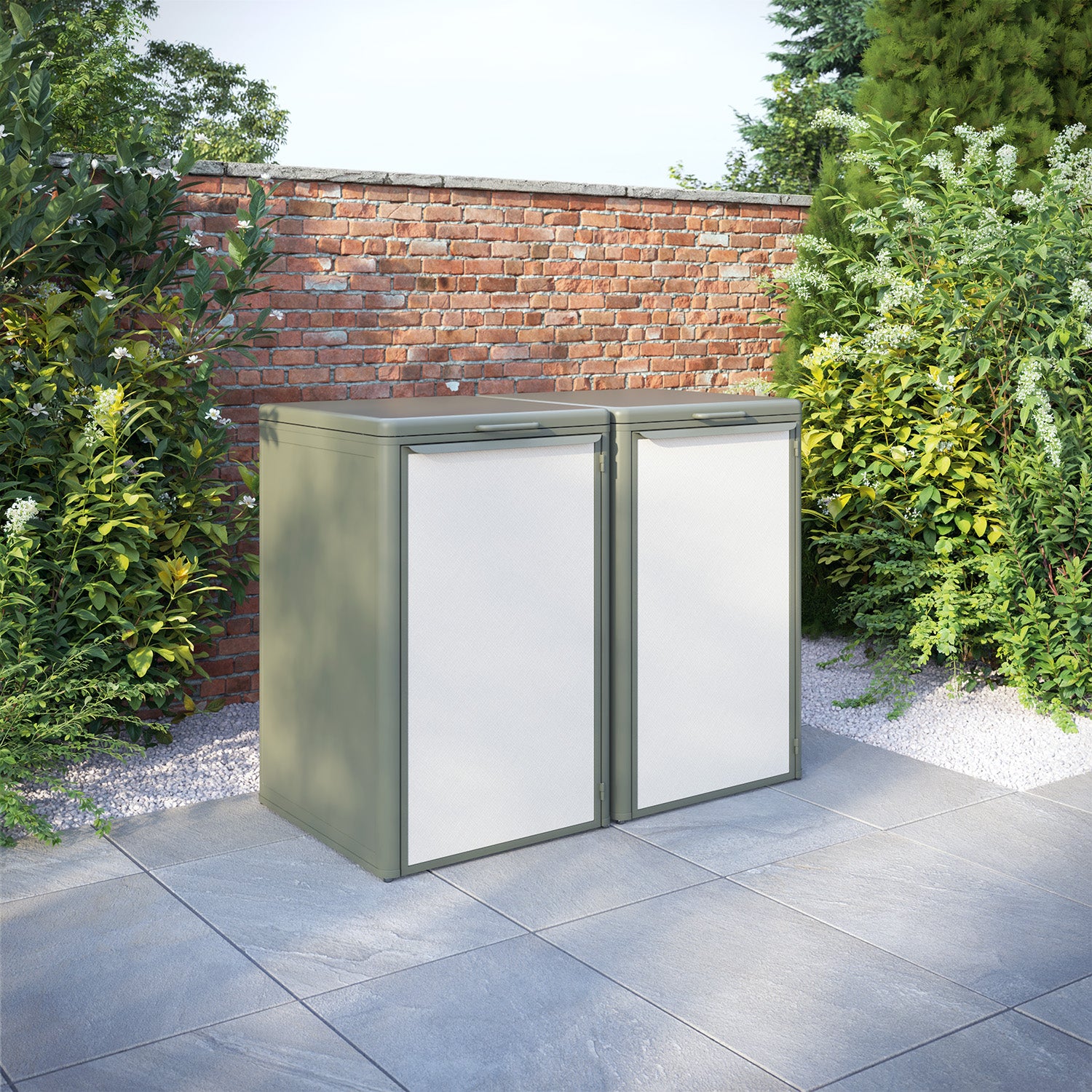 Curva Dusty Green 2 Bin Store with Textaline Door