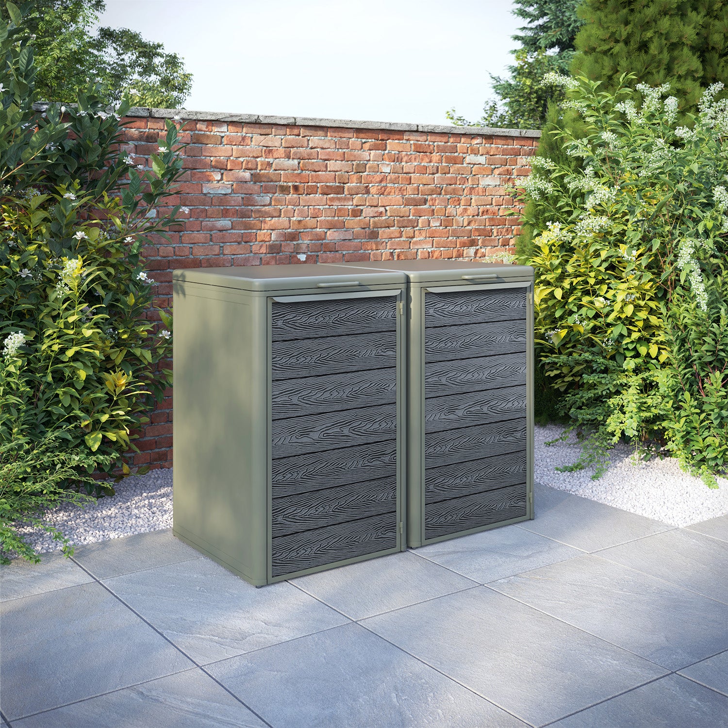 Curva Dusty Green 2 Bin Store with Classic Door Slat